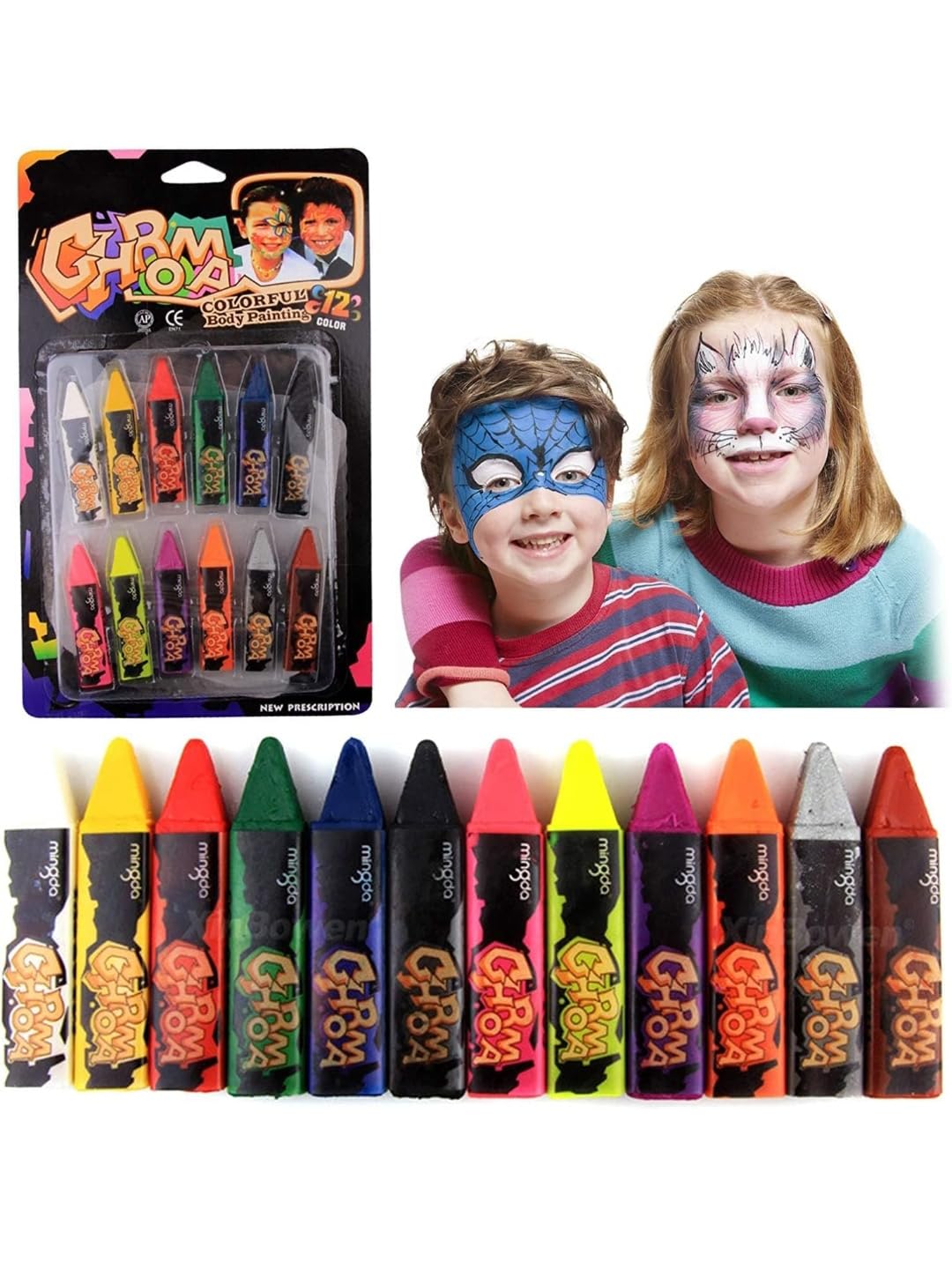 Buy Pehrovin Face and Body Paint Crayons (Pack of 12), Easy to Use