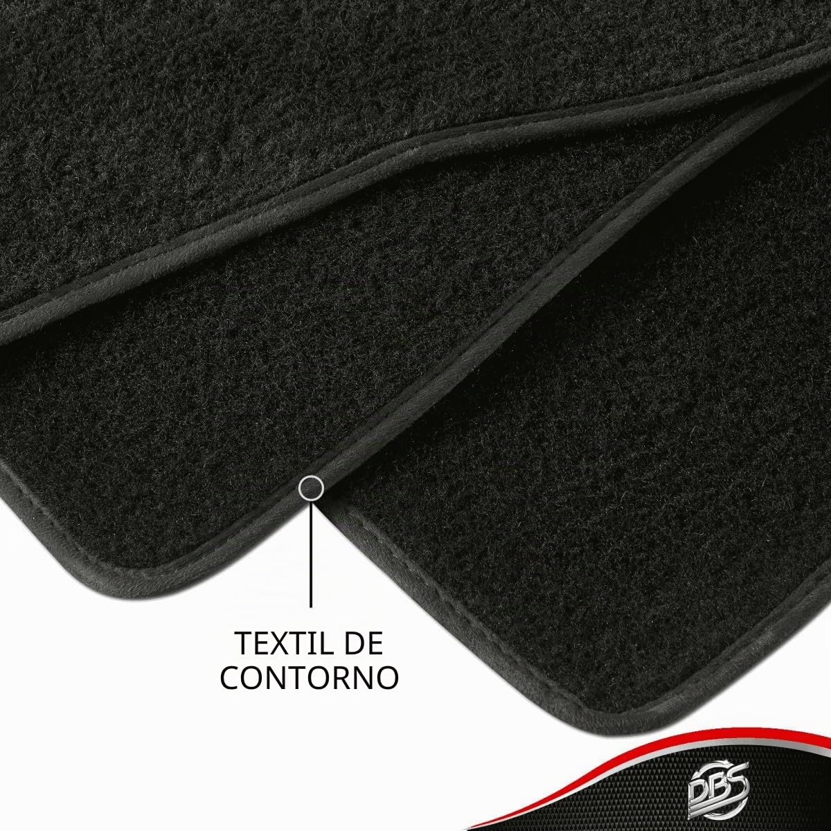 DBS 1763960 Alfombrillas de coche - A medida - Alfombrillas para coche - 4 uds. - Antideslizante - Moqueta en negro 900 g/m² - Aspecto terciopelo - Modelo Star