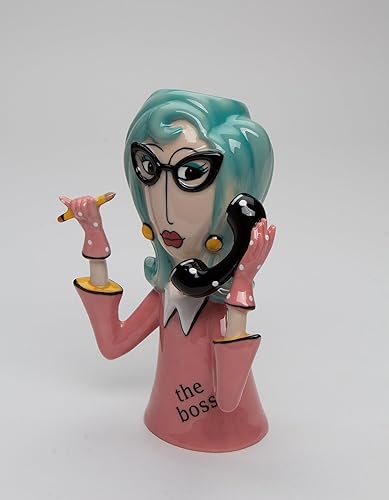 Miniatura 3 de Jarrón de cerámica fina con soporte para brochas de maquillaje, 6 pulgadas de alto