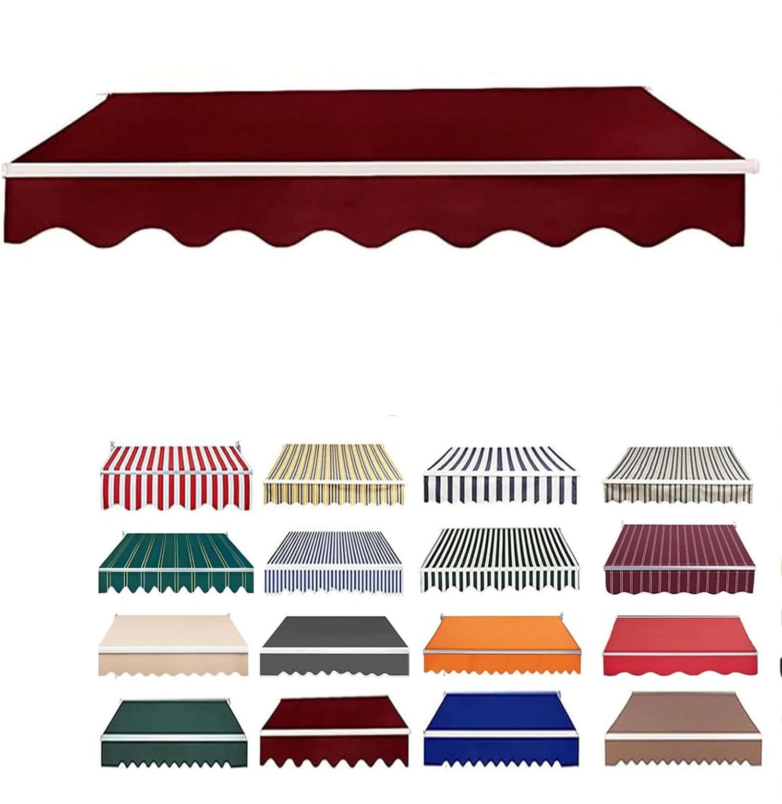 Retractable Patio Awning Replacement Fabric, Water-Resistant Polyester Replacement Canvas For Awnings, Deck, Balcony, Yard,Awning Replacement Canopy,07,18x5FT/550x150CM