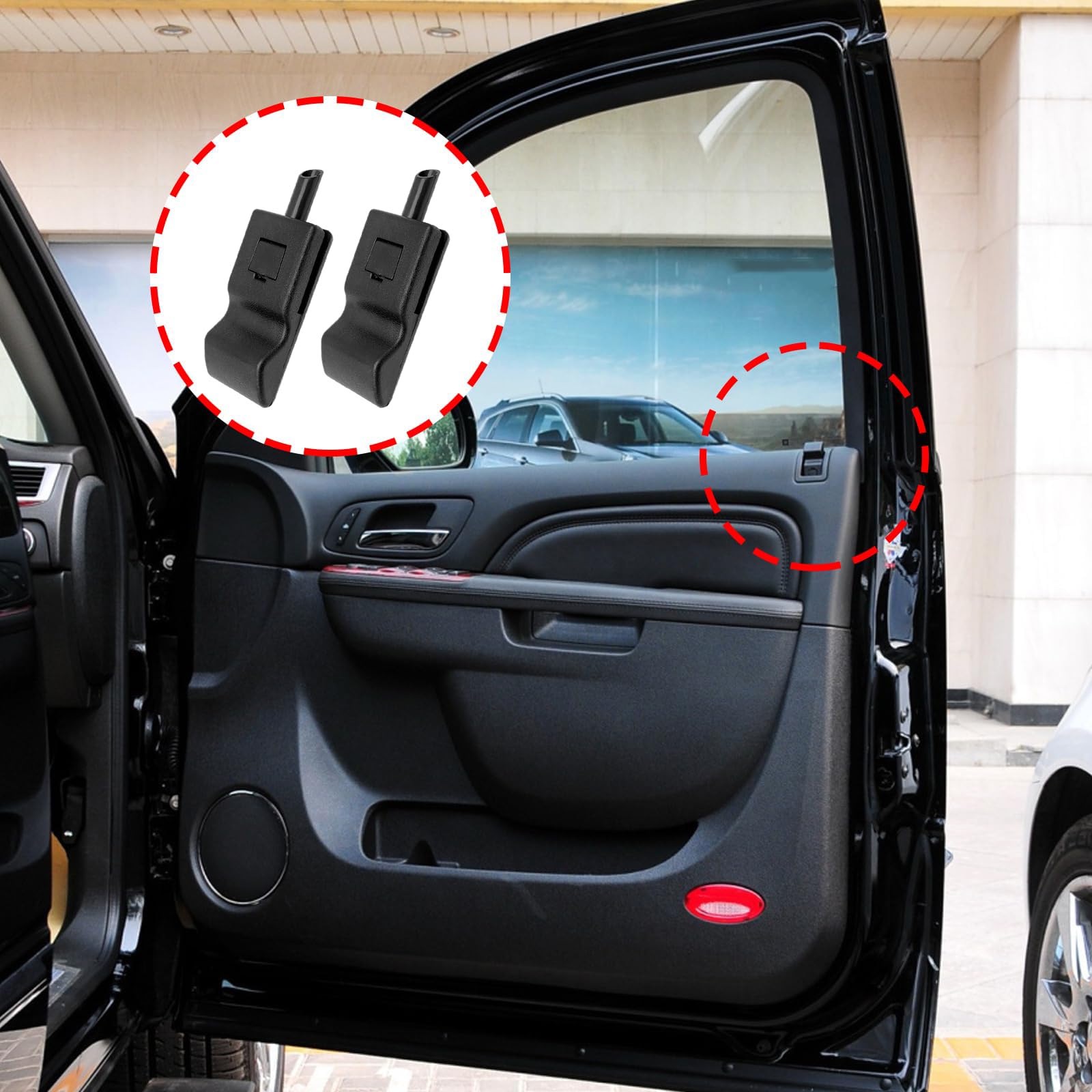 MACHSWON 2Pcs Interior Front Or Rear Door Lock Knob Buckle Window Locker Door Lock Knob Compatible with Chevy Avalanche Silverado Suburban Tahoe GMC Sierra Yukon Cadillac Escalade 2007-2014 15844616 - Image 3