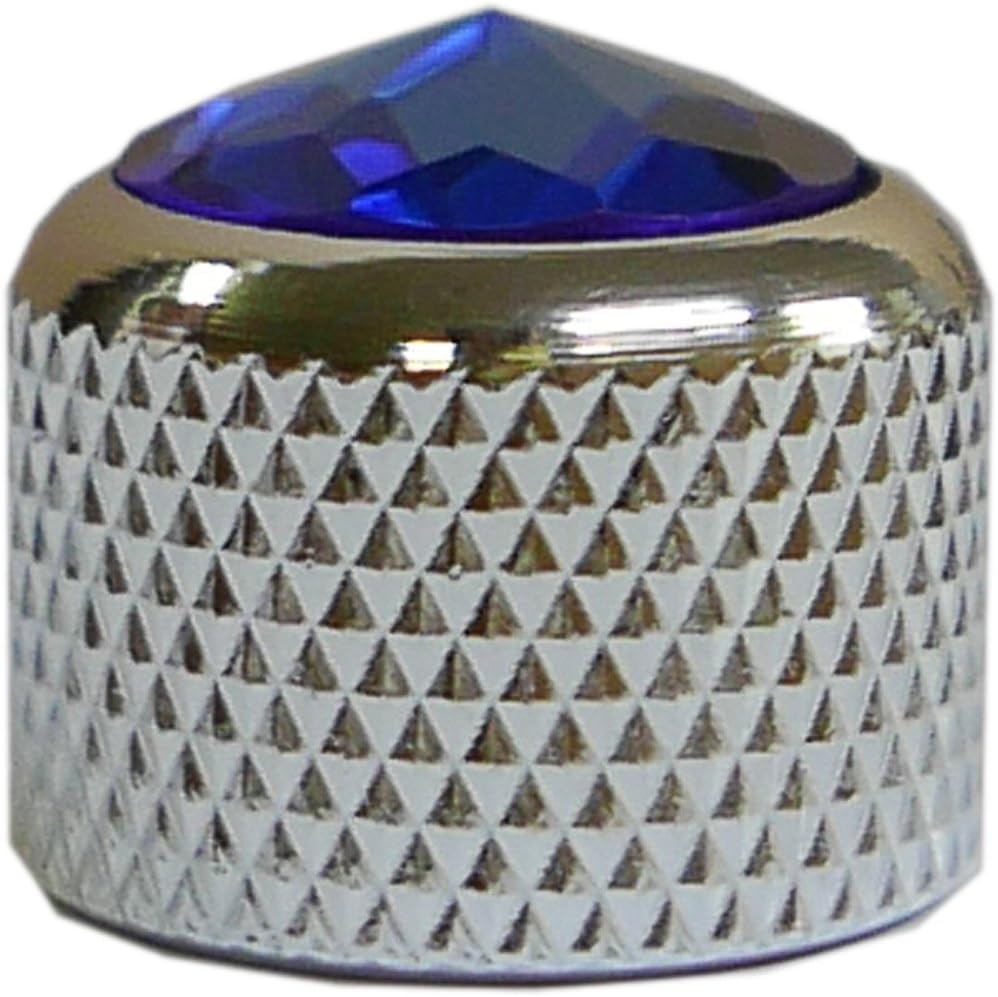Dome Guitar Knob - BLUE CRYSTAL ON CHROME, KCD-0089