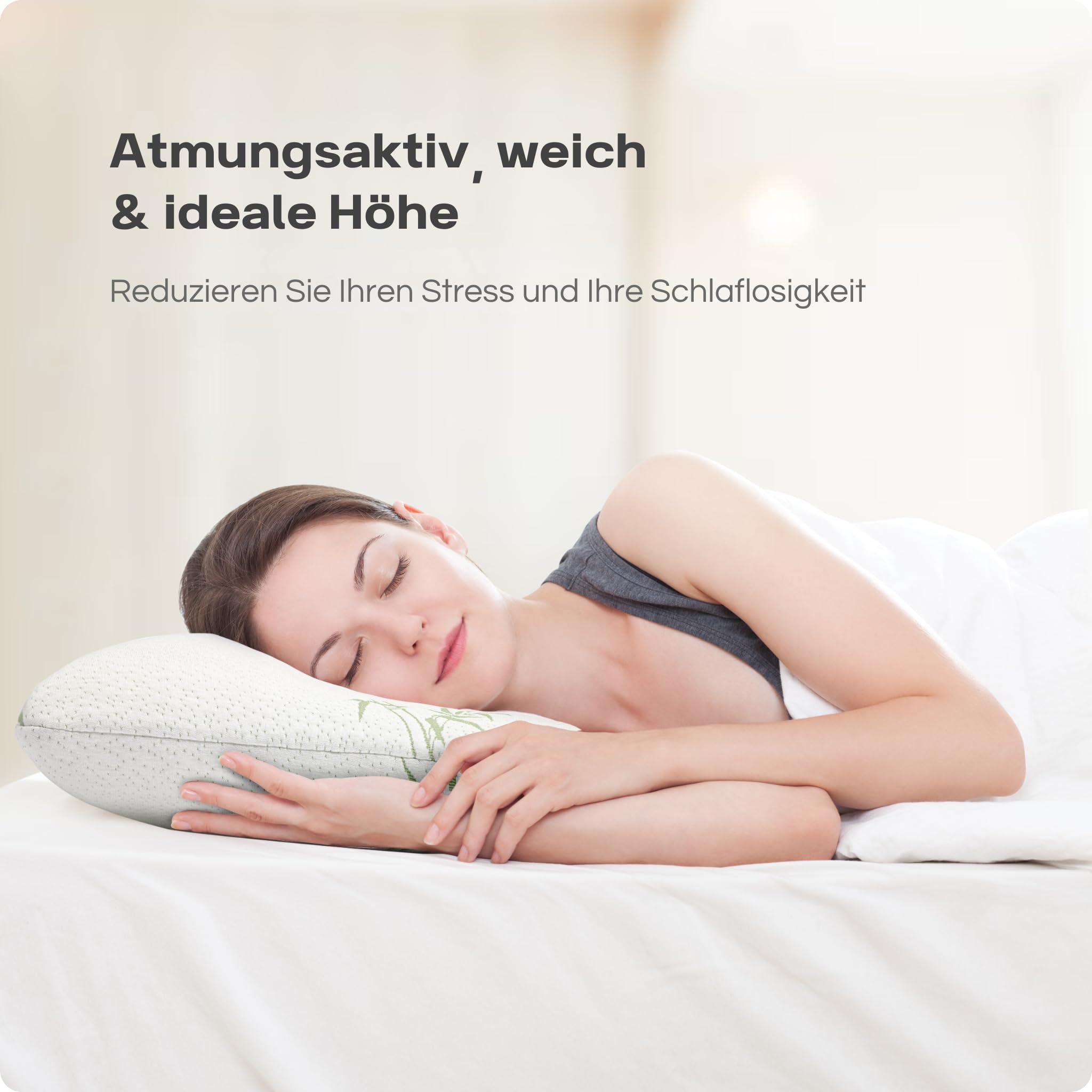 Sleeptime Orthopädisches Nackenstützkissen - Kopfkissen aus druckausgleichendem Visko-Gelschaum (Memory Foam) mit Bamboo-Bezug - Kissen in 70x40cm - Höhe 12cm