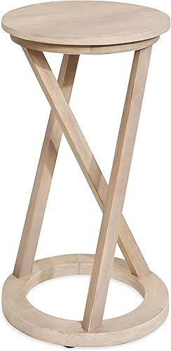 Miniatura 18 de Kate and Laurel Aja - Mesa auxiliar moderna de 15 x 15 x 23 pulgadas, color marrón nogal; mesa decorativa de madera geométrica moderna para Café