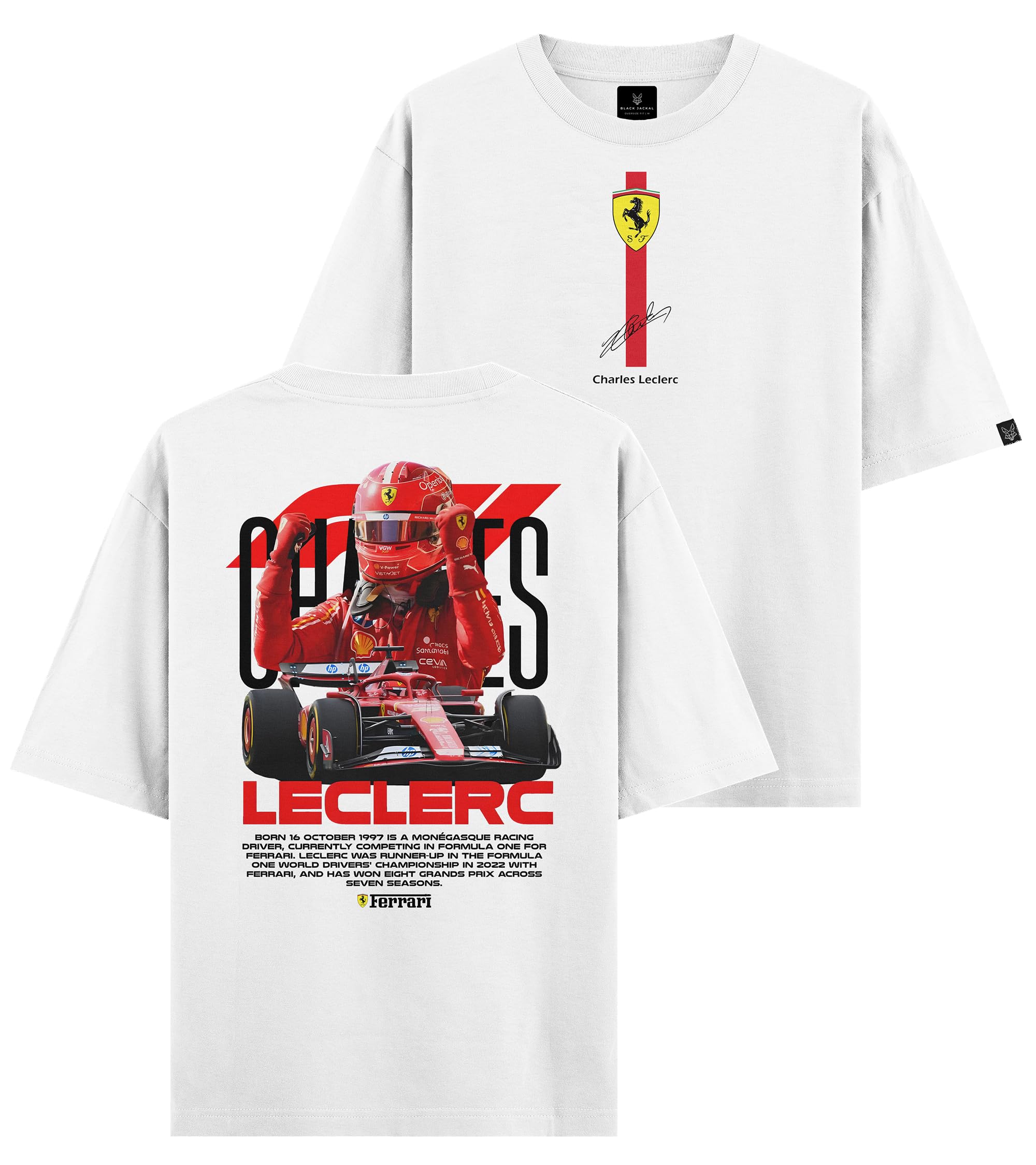 Black Jackal | F1 Racing Driver Graphic Oversized T-Shirt Charles Leclerc Inspired Design Formula 1 Motorsport Tee Premium 240 GSM Cotton Unisex Fit-picture-23