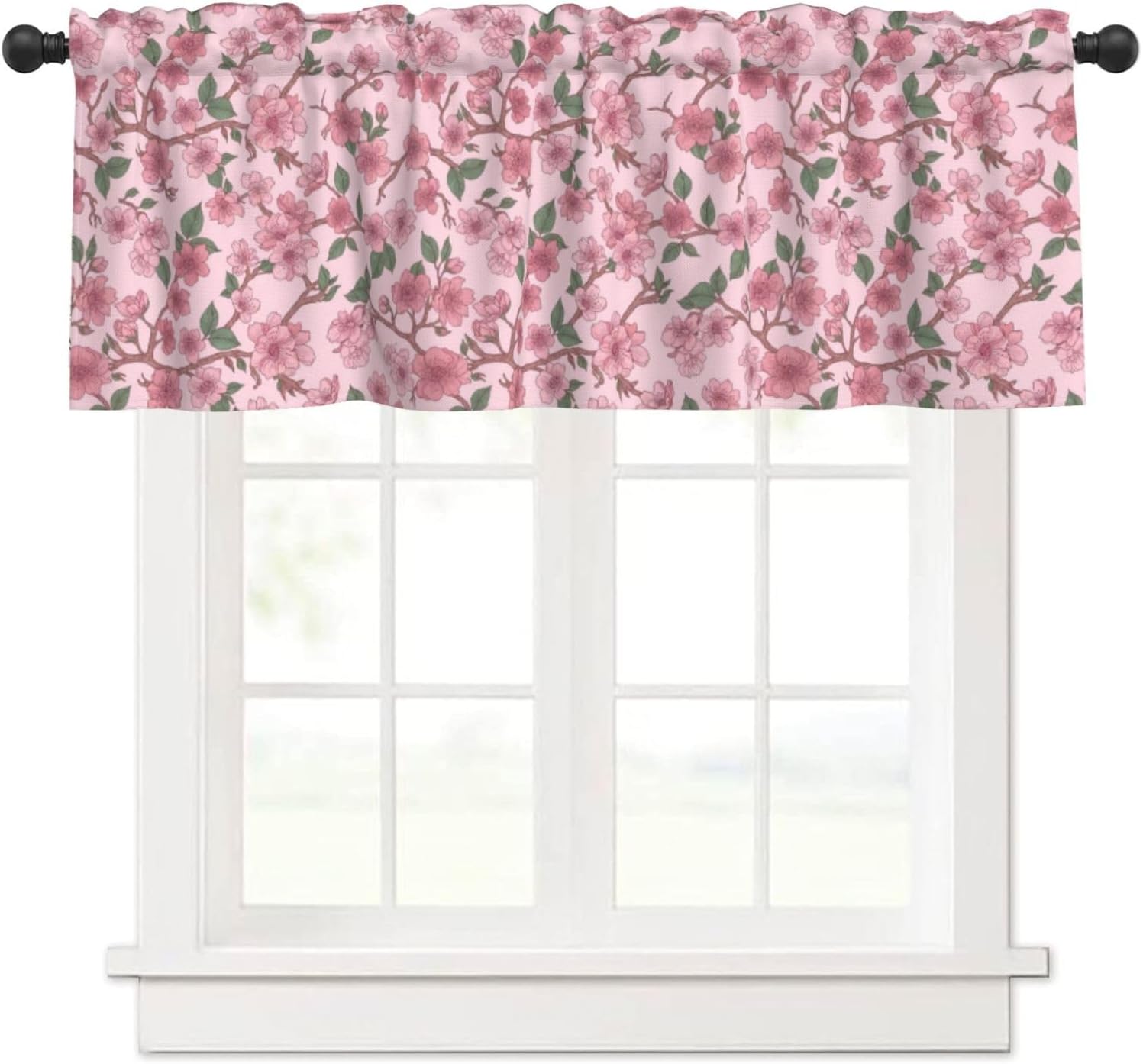 Valance for Windows Watercolor Black Gray Pink Dragonfly Decorative Rod Pocket Kitchen Curtain Valances Short Window Valance Curtains for Living Room Bedroom Bathroom 1 Panel 54x18Inch