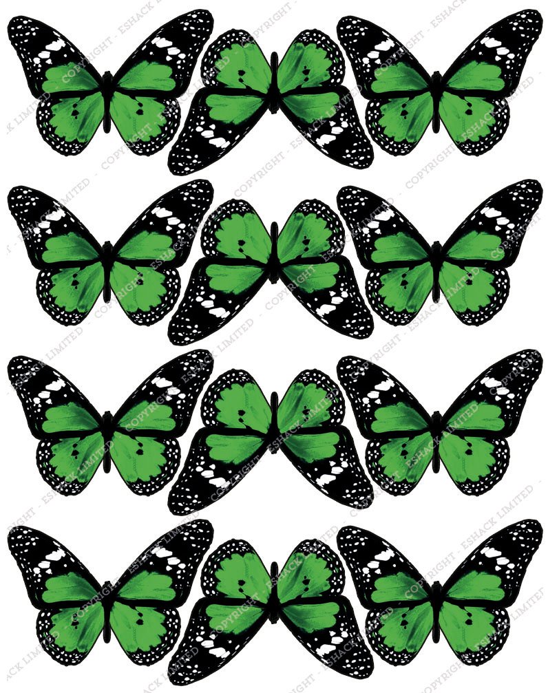 Cakeshop Edible Cake Toppers Est. 2012 Green Cakeshop 12 X Pre-Cut Edible Butterfly Cake Toppers