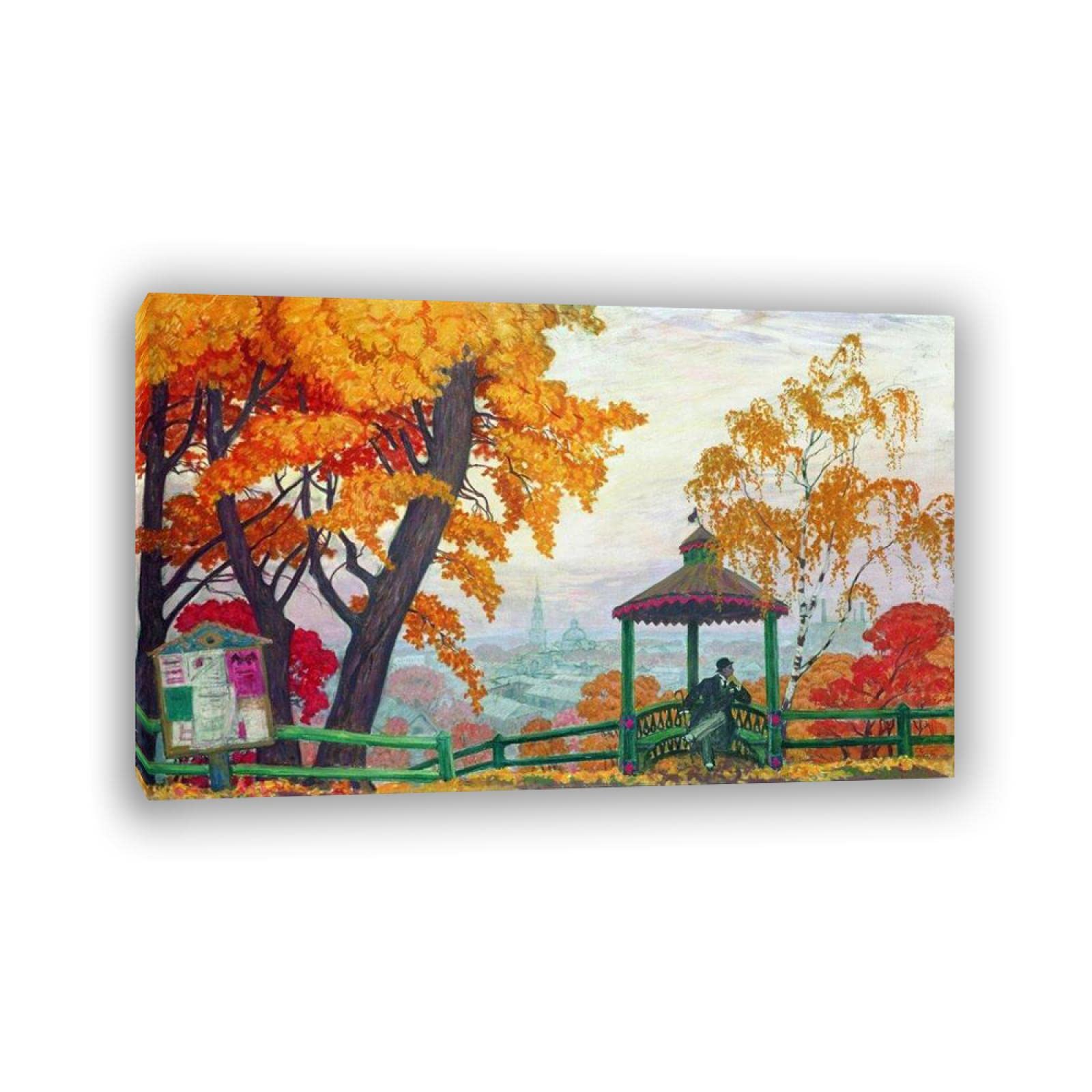 Słynne obrazy Borys Kustodiev druk na płótnie, plakat reprodukcyjny "Jesień.3" i druki zdjęcia ścienne do dekoracji wnętrz 60x108cm (23,7x42,5 cala) Nieoprawione