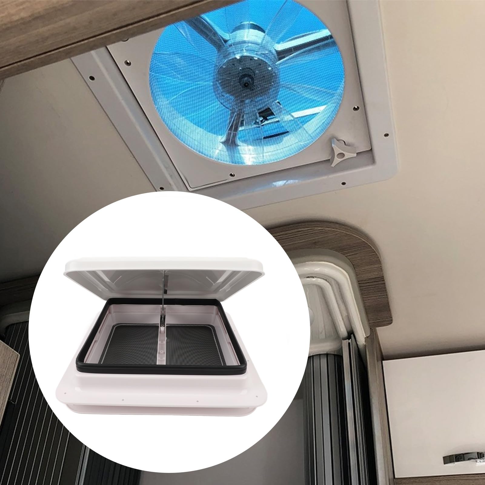 Fockety Presa d'Aria Tetto per Non Elettrica 14, Copertura Universale Tetto per con Coperchio Bianco, Lucernario Manuale con Botola di Ventilazione Tetto(Bianco)