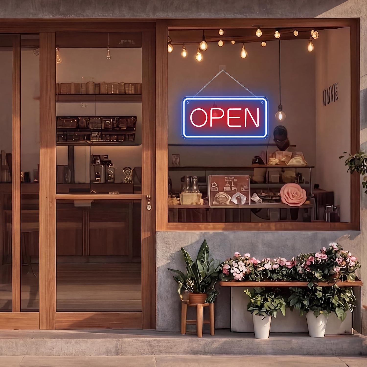 Led Neon Open Signs for Business, Dimmable LED Neon Open Signs, Plug In Electric Light Up Open Sign with ON/OFF Switch for Bar Salon Coffee Stores Club Hotel (Horizontal)