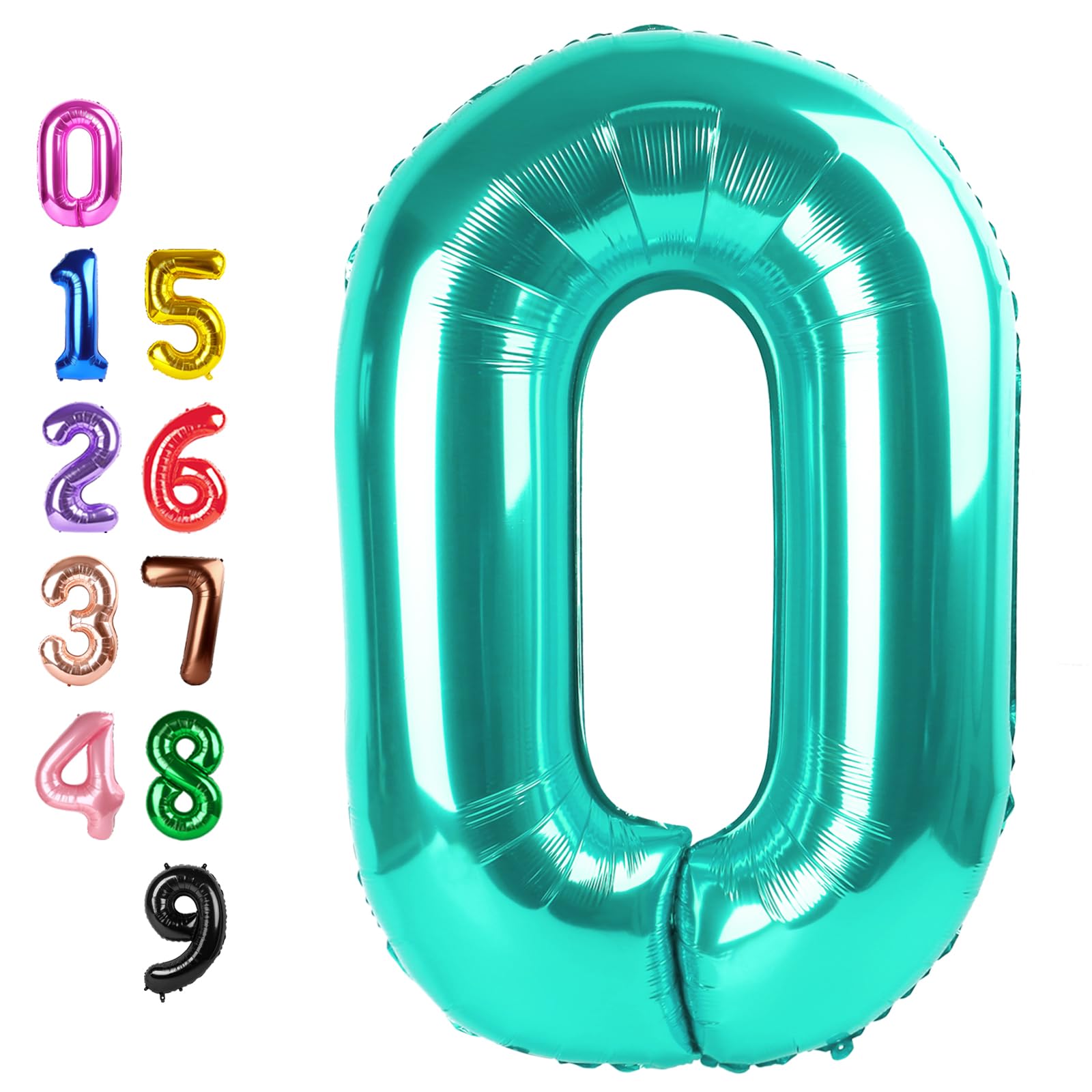 Number Balloons 0 Balloon 40 inch Teal Blue for 10th Birthday Decorations