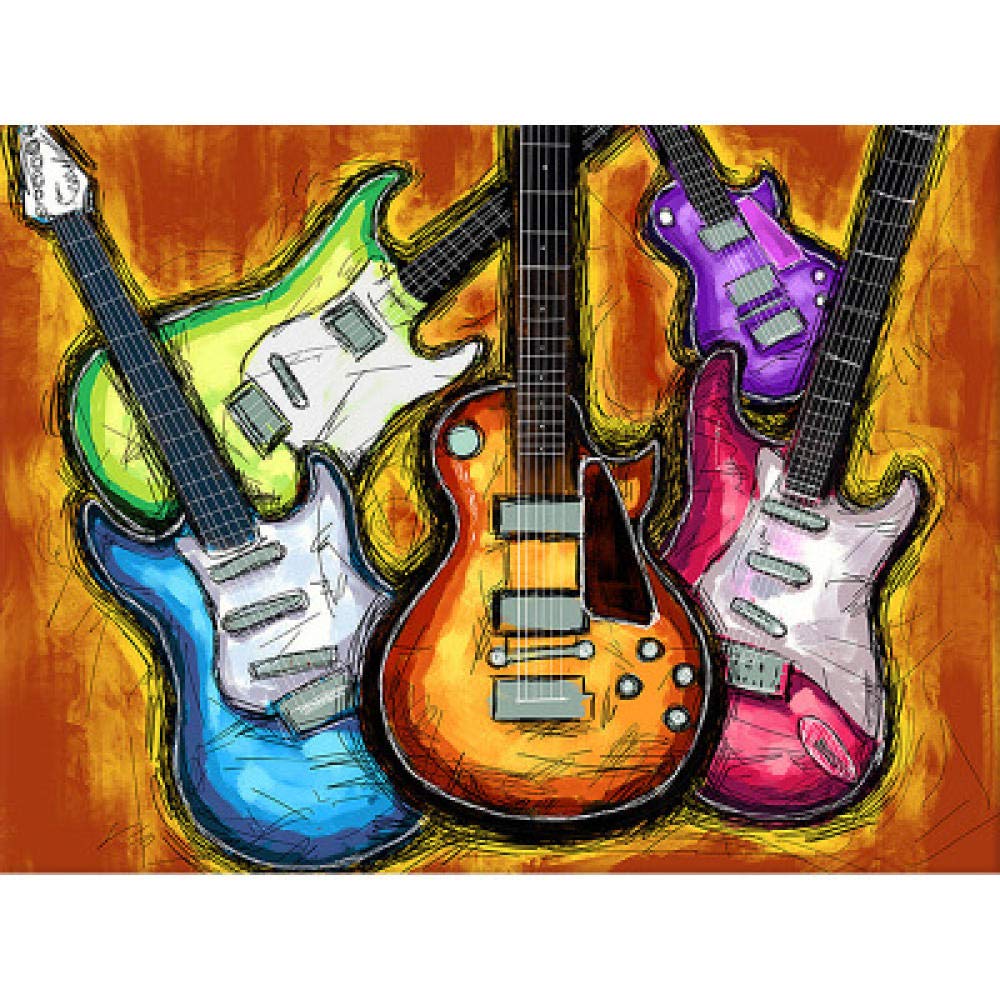 Peinture diamant guitare 50x60 cm pour évacuer le stress