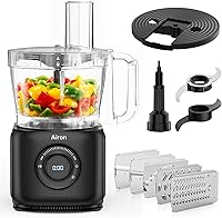 Airon 7-in-1 Food Processor 1000W: 14-Cup XL Bowl, Vegetable Chopper, Shredder Slicer, Meat Grinder Kneader for Families