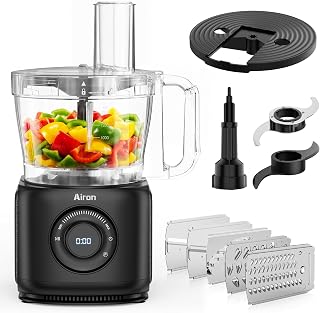 Airon 7-in-1 Food Processor 1000W: 14-Cup XL Bowl, Vegetable Chopper, Shredder Slicer, Meat Grinder Kneader for Families