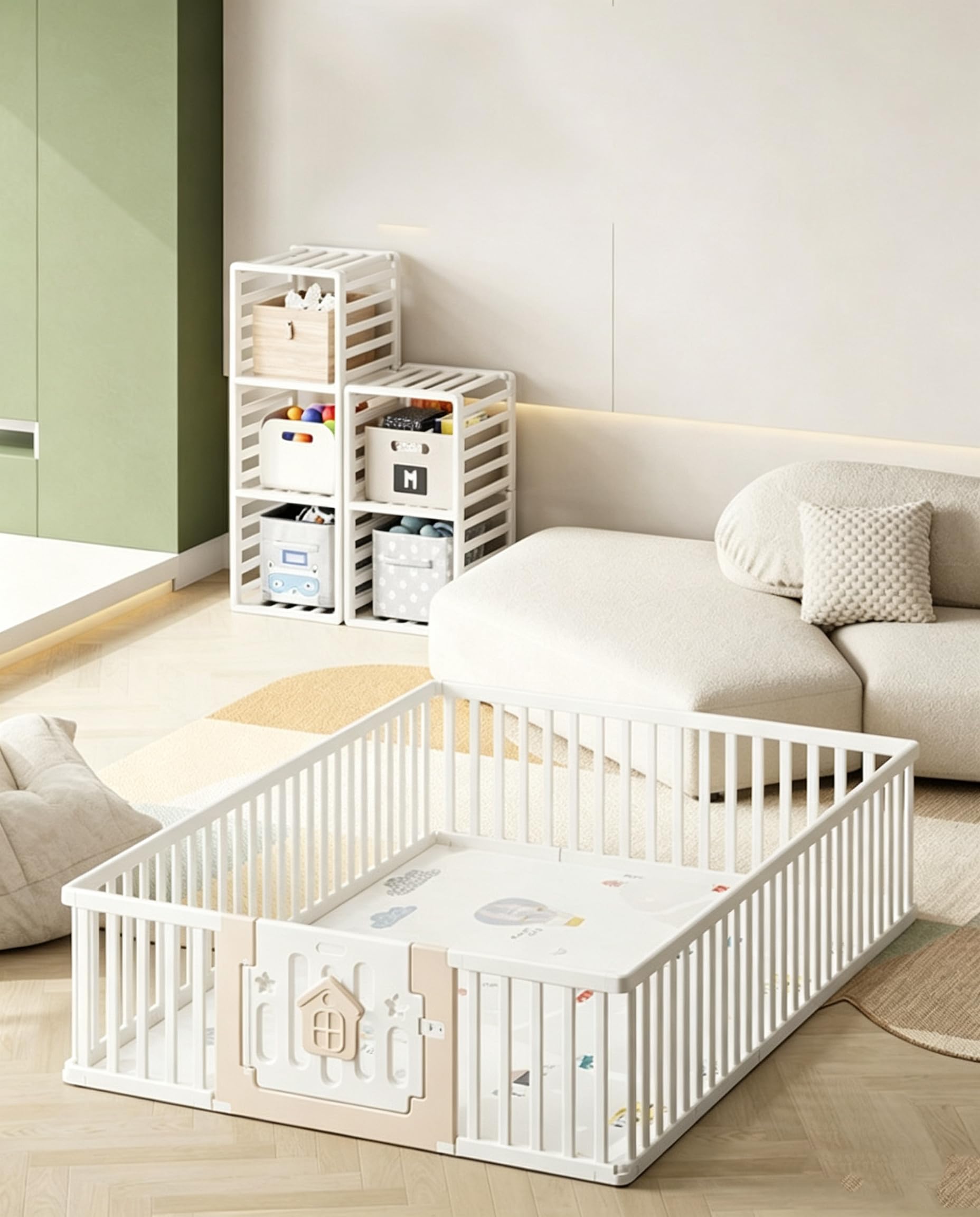 YAZOCO Box Bambini Pieghevole Recinto per Bambini Sicurezza Barriera Giochi Protezione 150 x 180 cm Aspirazione base
