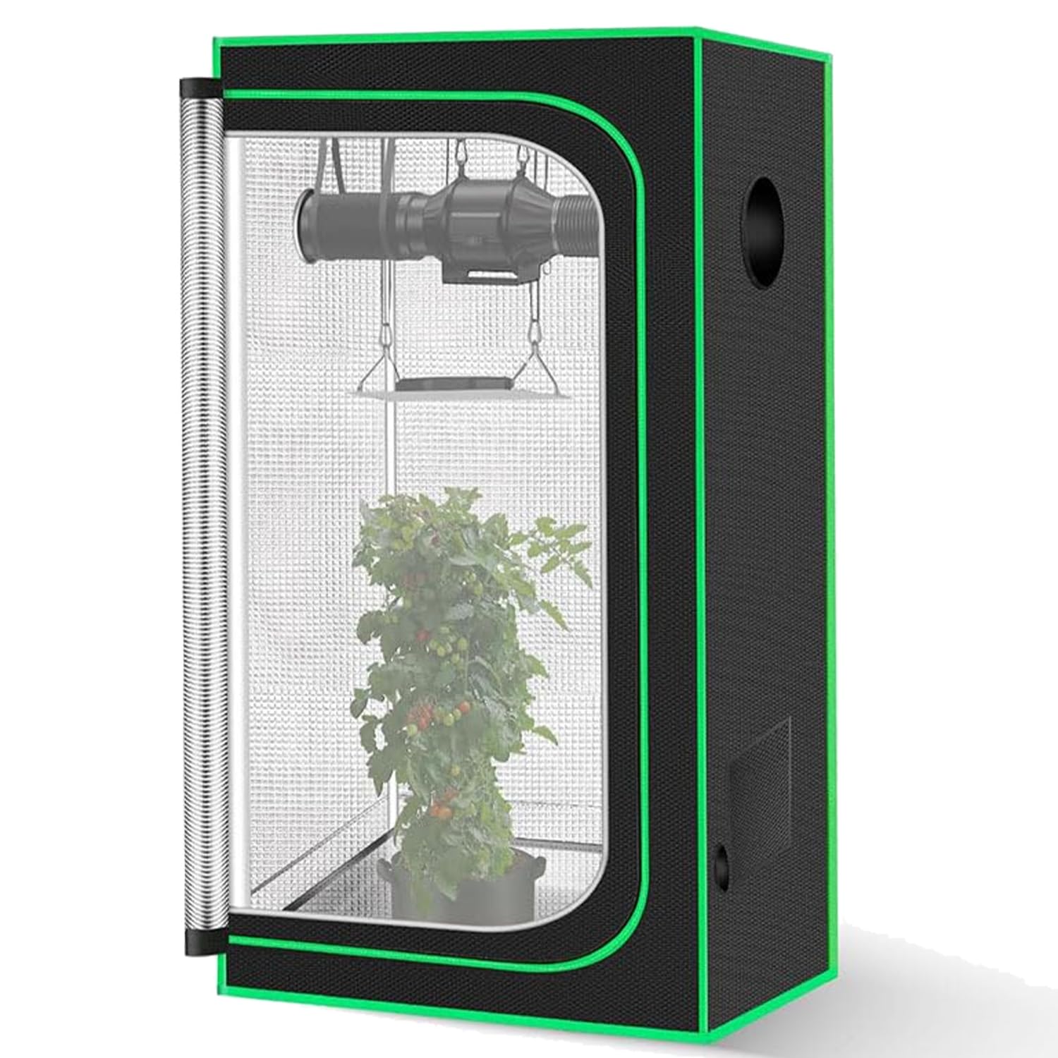 Growzelt 60x60, Grow Tent mit Abnehmbaren Boden Tablett,Homebox -Lichtdicht und Wasserdicht, Grow Tent Ohne Sichtfenster, 60x60 Growzelt für Homegrowing, Growset, Growschrank. Garten