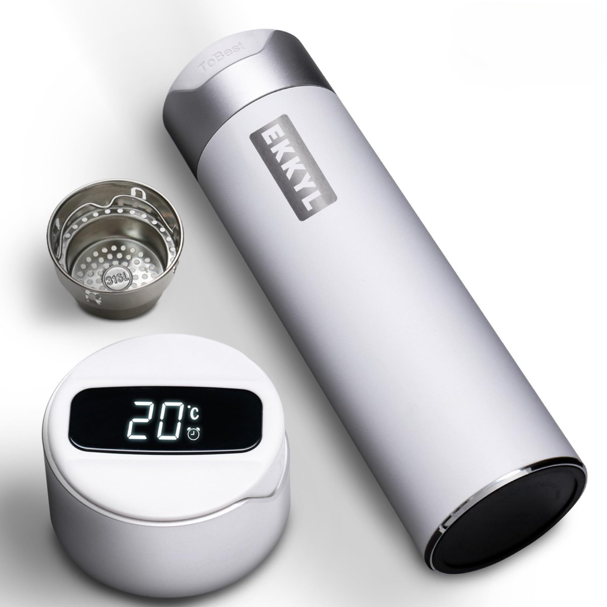 smart watter bottle medical grade stainless steel sus 316l - double walled & vacuum insulated - leak proof & bpa free - ideal for hot drinks, soup, coffee, hot chocolate, tea. (color may vary)