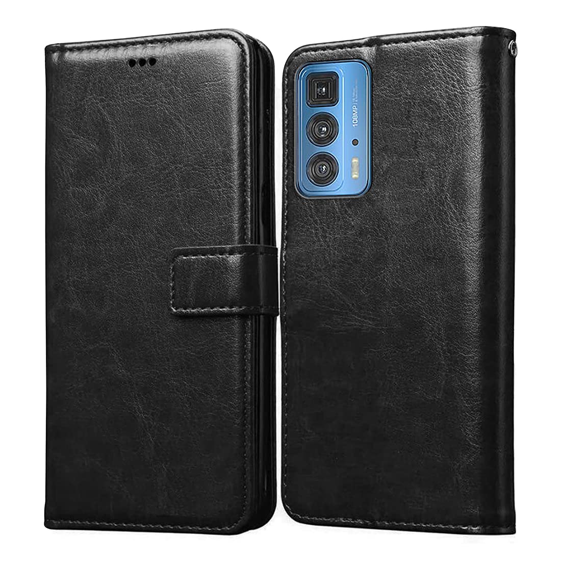 Casotec Flip Cover for Motorola Edge 20 Pro | Premium Leather Finish | Inbuilt Pockets & Stand | Flip Case for Motorola Edge 20 Pro (Black) (B09W5WT6LQ) Amazon Price History, Amazon Price Tracker