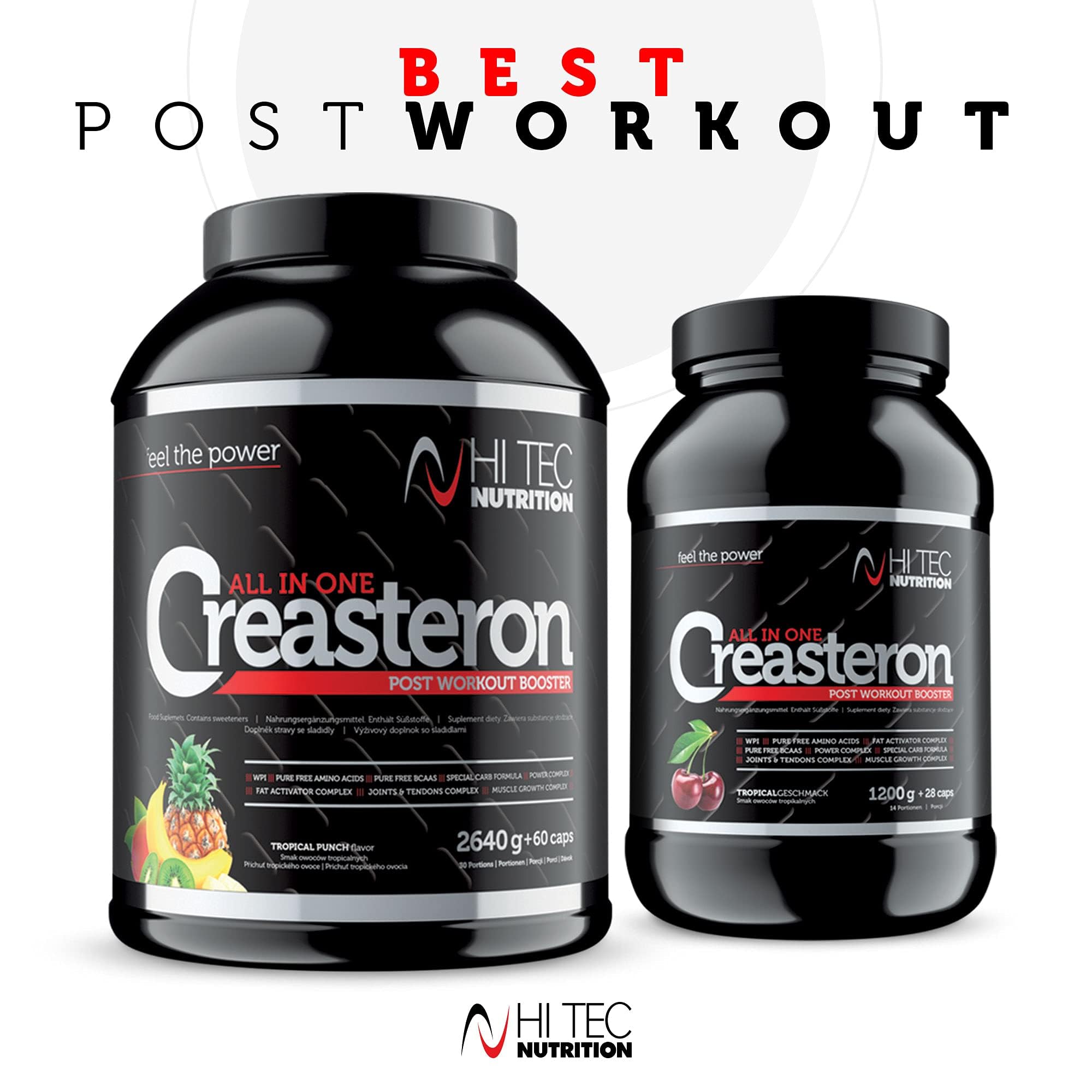 Creatin All in One - Post Workout - Aminosäuren & Vitamine - Creasteron - 2640 + 60 Kapseln - Zitrone - unterstützt Regeneration & Muskelaufbau - Hi Tec Nutrition