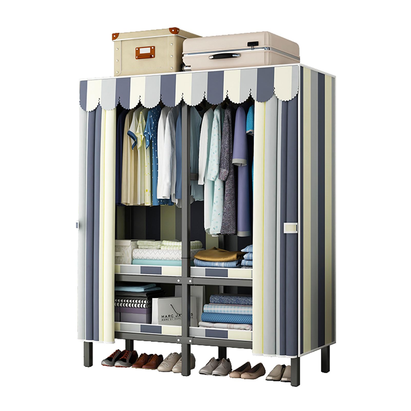 Armoire de rangement pliable en acier et tissu pour suspendre les vêtements de chambre