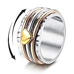 Magitaco Stainless Steel Spinner Rings Heart Fidget Band Rings Moon Star Flower Butterfly Anxiety Rings for Women Men
