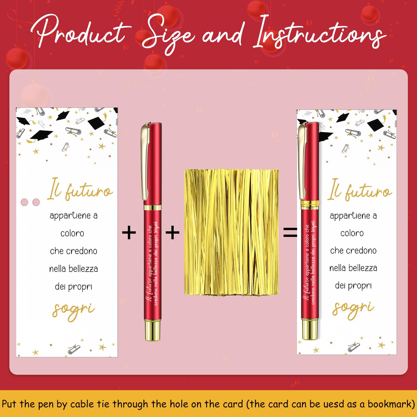 Clabby Set Regali di Laurea Donna Regalo Motivazionale Addio per Studentesse Amico Include 24 Penne a Sfera Ispiratore e Biglietti Auguri 100 Fascette Torsione per Insegnanti Festa di Classe Natale
