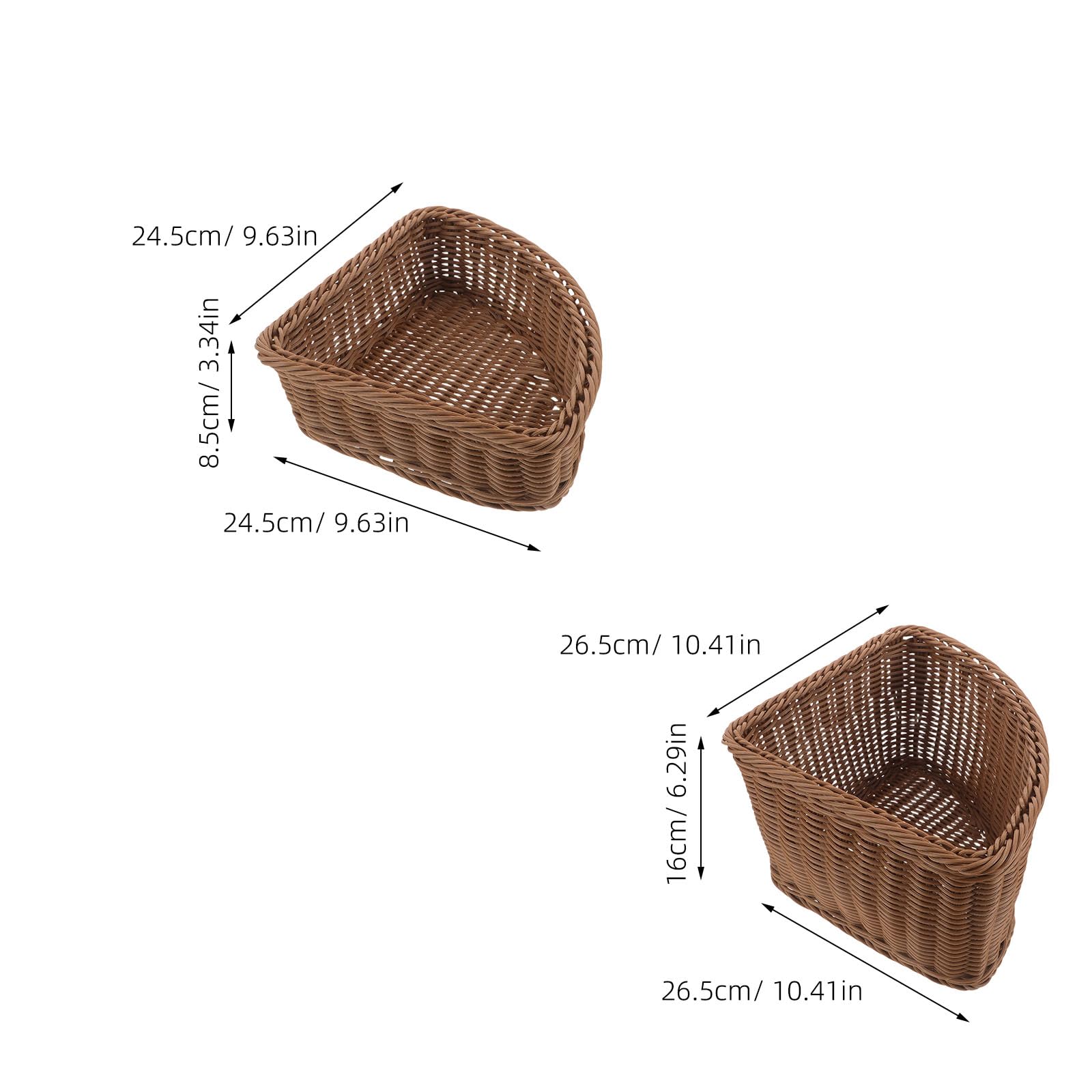 OUNONA 2 Pezzi Set di Cestini Angolari Semicircolari in Plastica Effetto Rattan, Resistente All'usura Quotidiana, per Organizzare Piccoli Oggetti, per Decorazione Casa e Tavolini