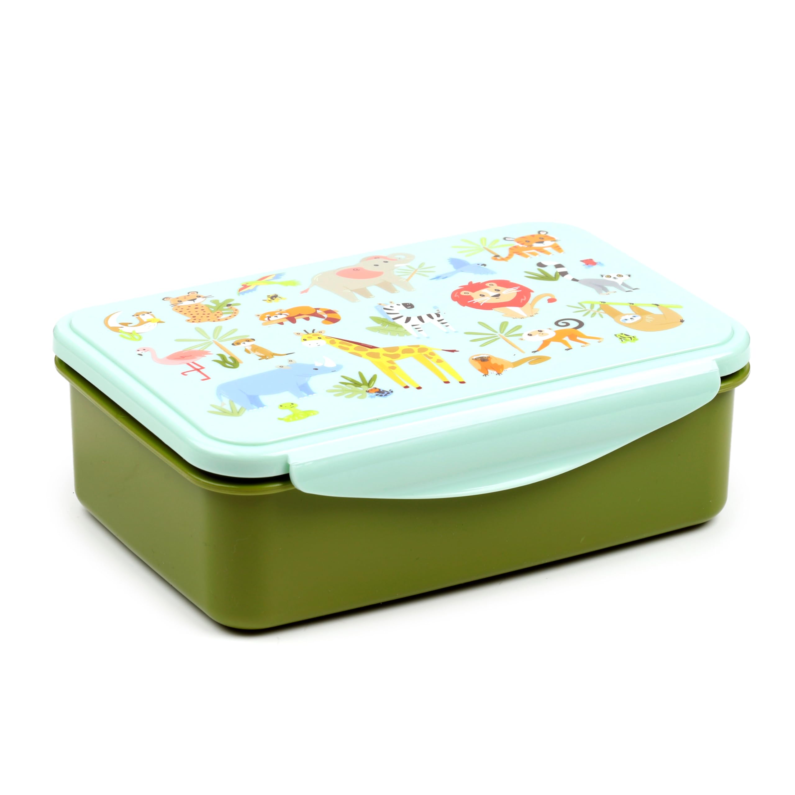 Puckator Zooniverse Clip Lock Lunch Box - Lunchbox with Multi Compartments - Small Food Containers - Lunchbox for Adults and Kids - Girls Boys Lunchbox