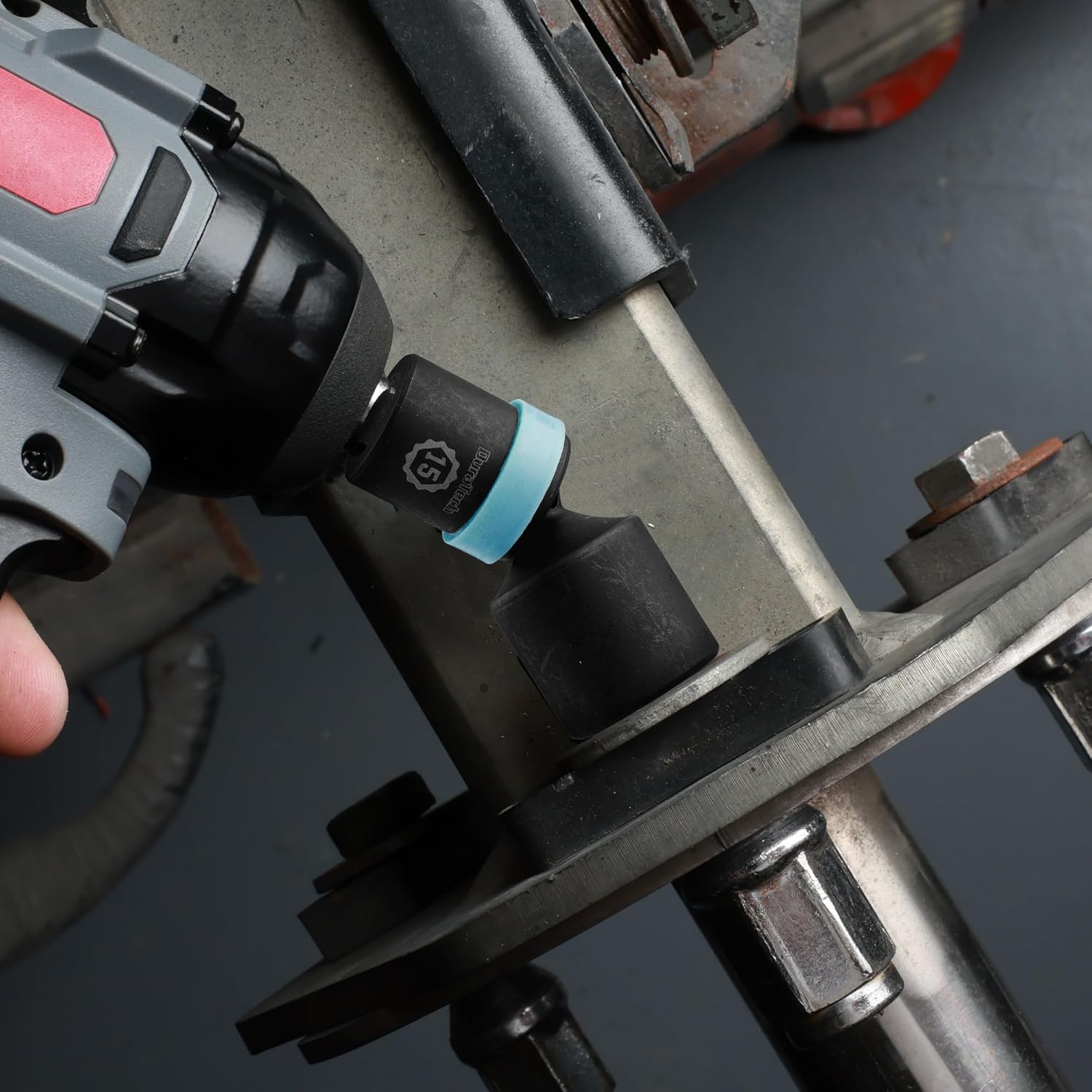 DURATECH 1/4" Drive Impact Universal Joint Socket Set, Swivel Socket Set, 14-Piece, Metric Impact Sockets (5-15 MM) with 2" Extension Bars, Cr-Mo Steel, Organized in EVA Foam Organizer