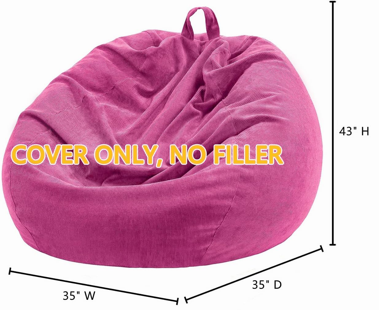 Funda para Silla de puf (sin Relleno) para niños y Adultos Almacenamiento de Animales de Peluche, Pana Suave de,300 L