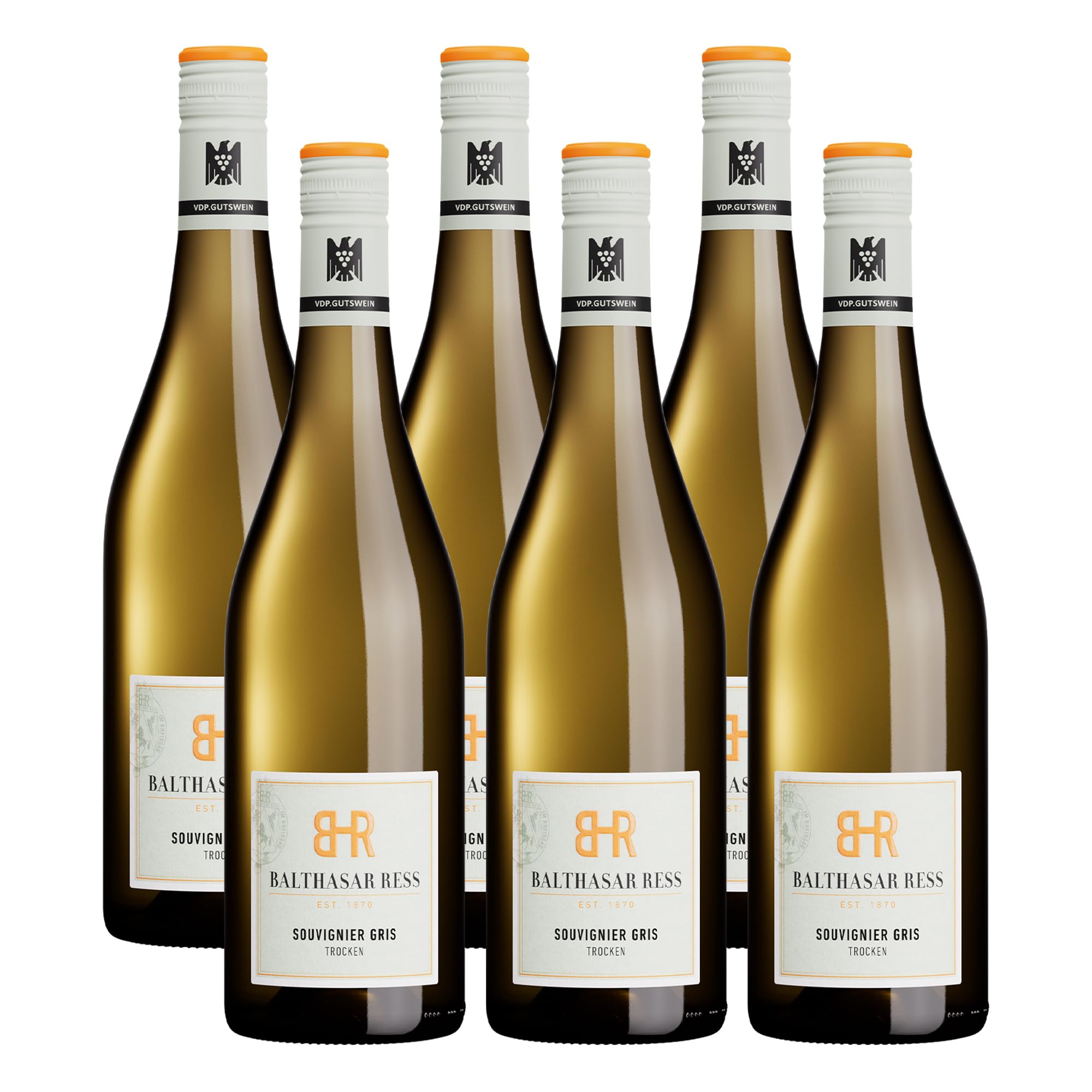 Balthasar Ress 2024 Souvignier Gris trocken im 6er-Paket, nachhaltiger PIWI weißwein trocken aus dem Rheingau, Grapefruit und Maracuja