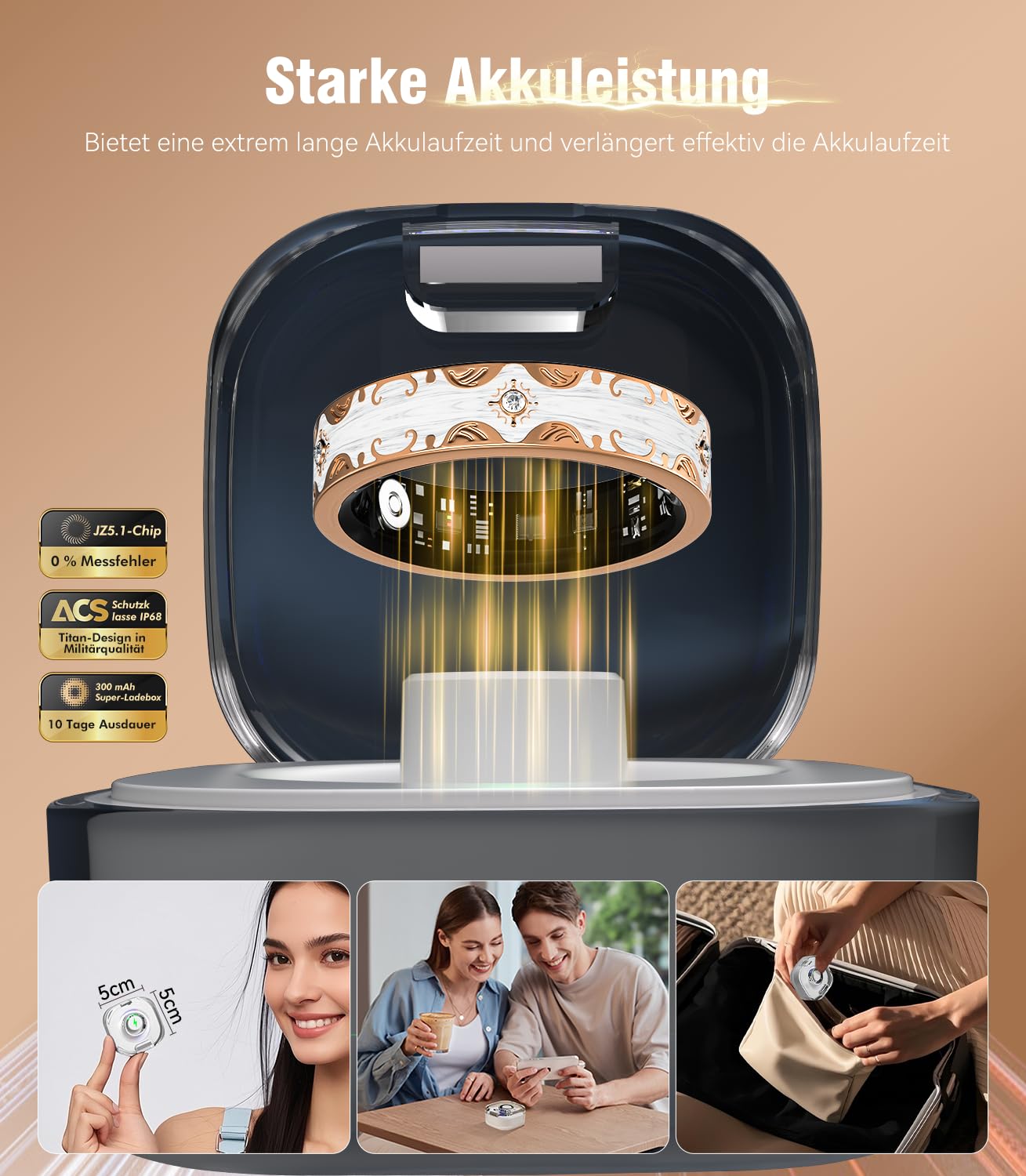 2026 TOP 1 9.0 Smart Ring e custodia di ricarica. 【Industry First – 0 errore di misurazione】【IP68 impermeabile】 Anello intelligente da uomo e da donna per monitoraggio del sonno, dispositivo