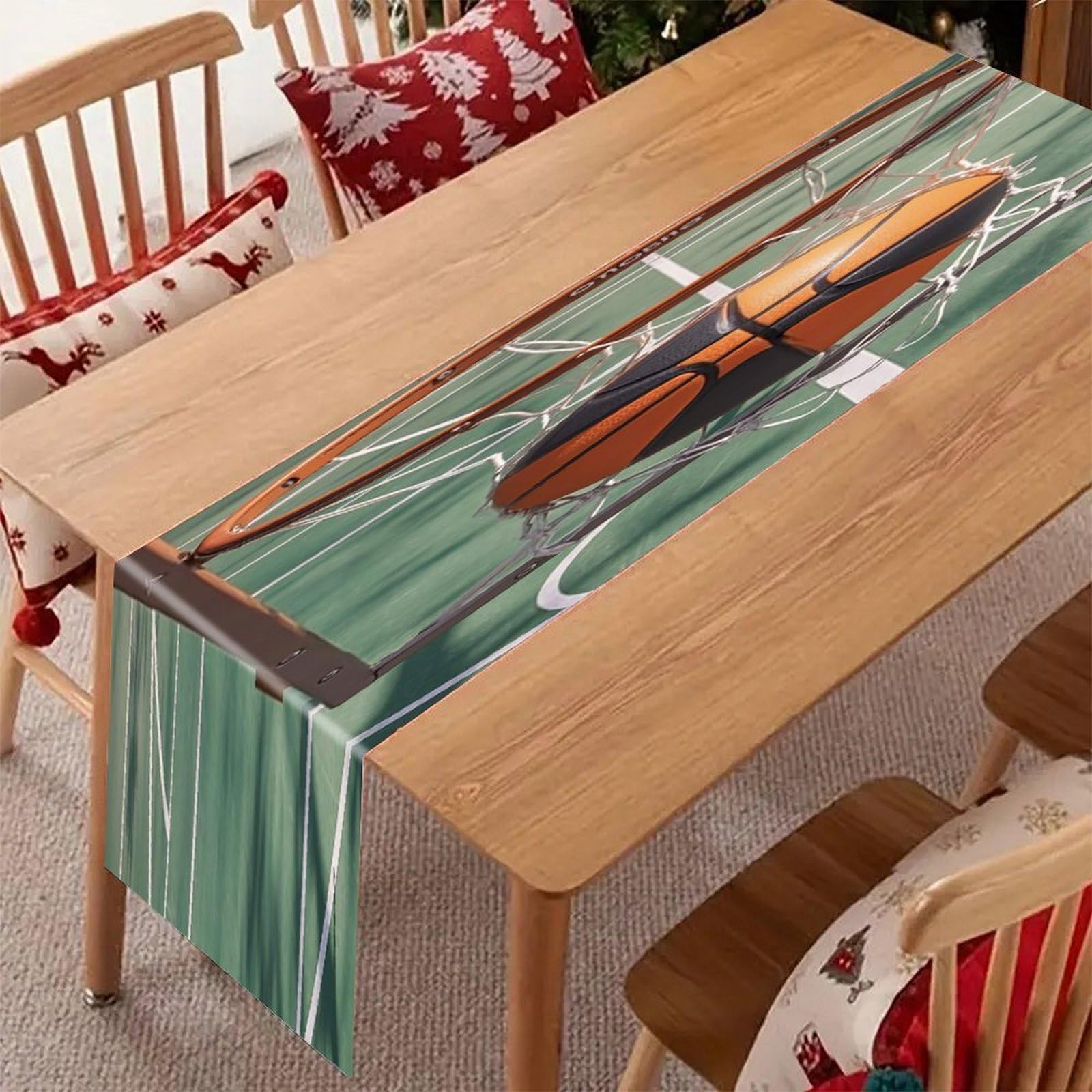 Basketball Table Runner Modern Art Farmhouse Linen Table Runner Dresser Scarf Seasonal Kitchen Dining Table Decoration Dresser Scarves for Home Party Decor 13x70 Inch