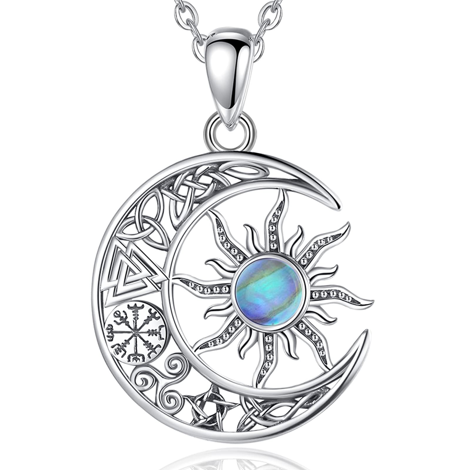 EUDORA Harmony Ball Collar Luna Sol Estrellas para Mujer Plata de Ley 925, Colgante Energía Collares Estrella Collar the Witcher, Sol Luna Joyería Original Regalo para Mujer Madre Hija Hermanas, 45CM