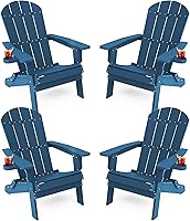 Vista 22 de YEFU Silla Adirondack, silla Adirondack de plástico de gran tamaño, sillas plegables para exteriores con soporte para tazas, silla de césped
