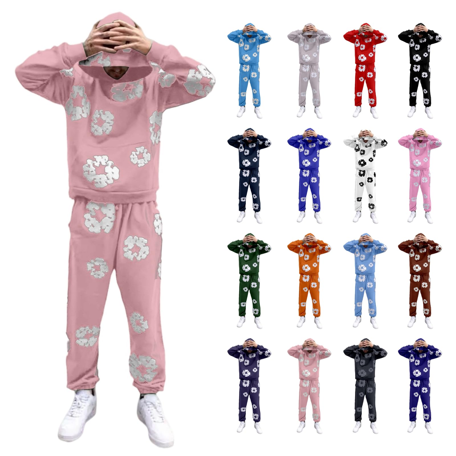 Tracksuit Men's Jogging Suit Hooded Tops & Trousers Set 2-Piece Tracksuit Sports Suit Streetwear Cotton Loose Leisure Suit Leisure Suit Y2K Hip Hop Pullover Jogging Bottoms Activewear Unisex