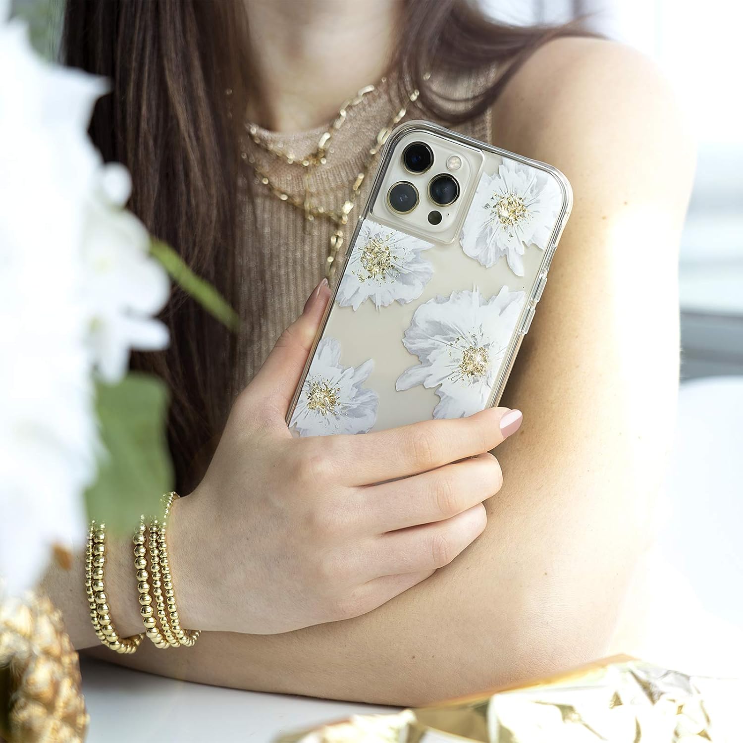 Gеt Dіѕсоunt оƒƒеr Case-Mate - Karat - Case for iPhone 12 and iPhone 12 Pro (5G) - Gold Foil Accents - 10 ft Drop Protection - 6.1 inch - Karat Floral