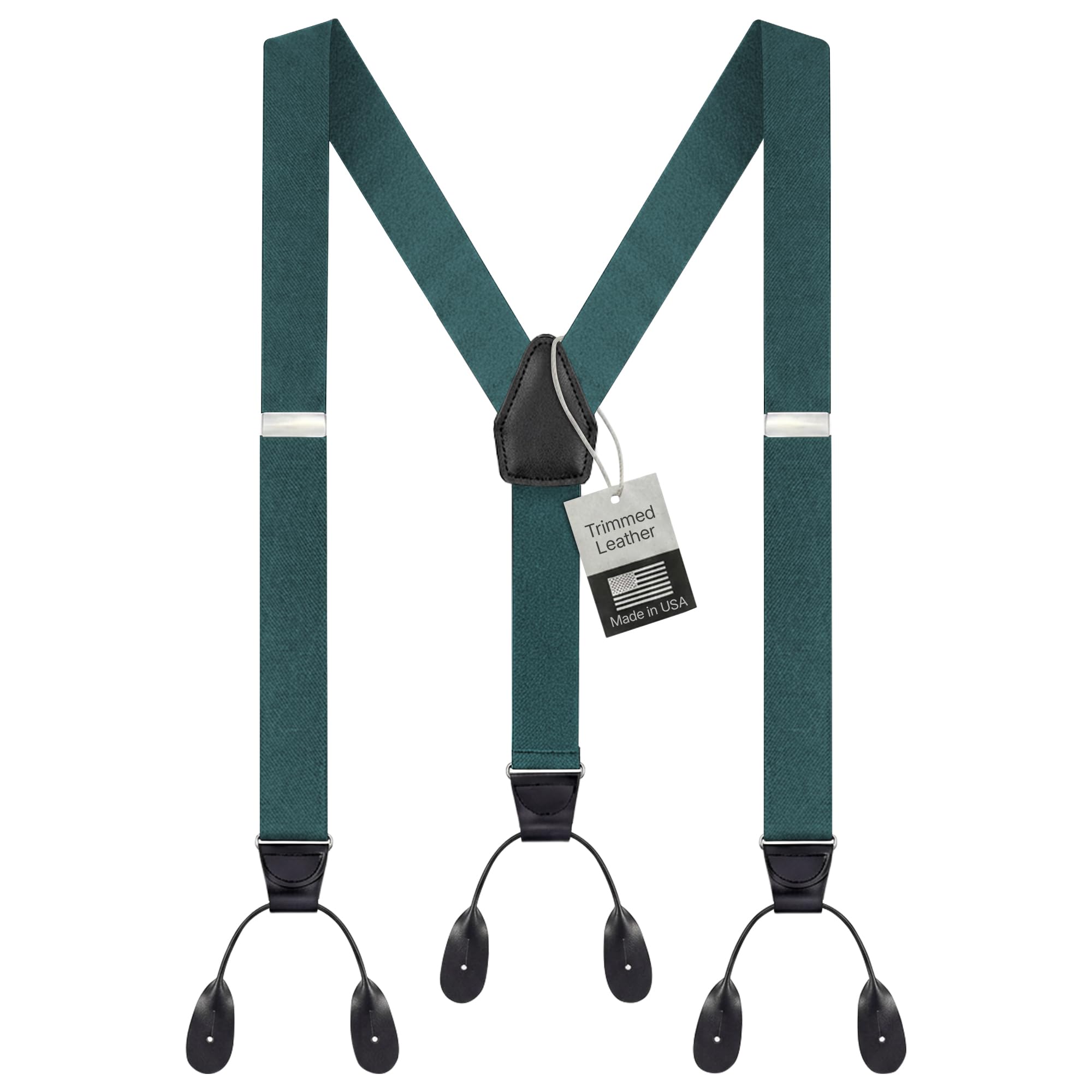 HOLD'EM Tuxedo Button Suspenders for Men – Mens Dress Suspenders Formal | 100% Genuine Leather | Made in USA | Regular &amp; Tall
