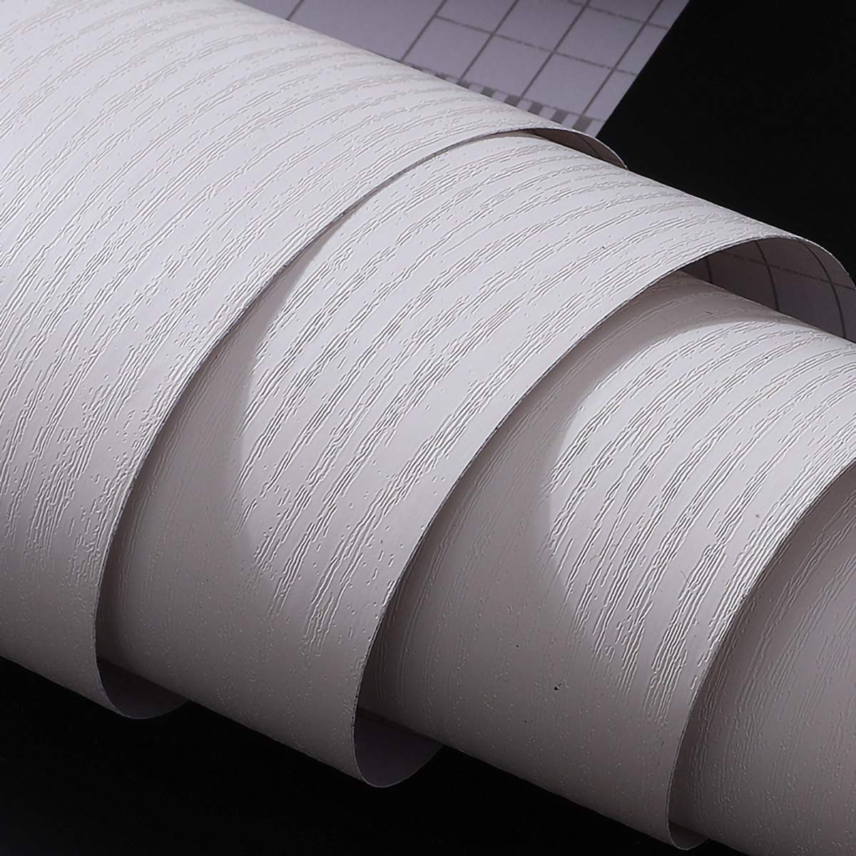 Carta Adesiva per Mobili Pellicola Adesiva Vinile Decorativo Impermeabile Carta da Parati autoadesiva per mobili per Interni per Bancone da Cucina Superfici Facili da Pulire-Grana di Legno Bianco 60c