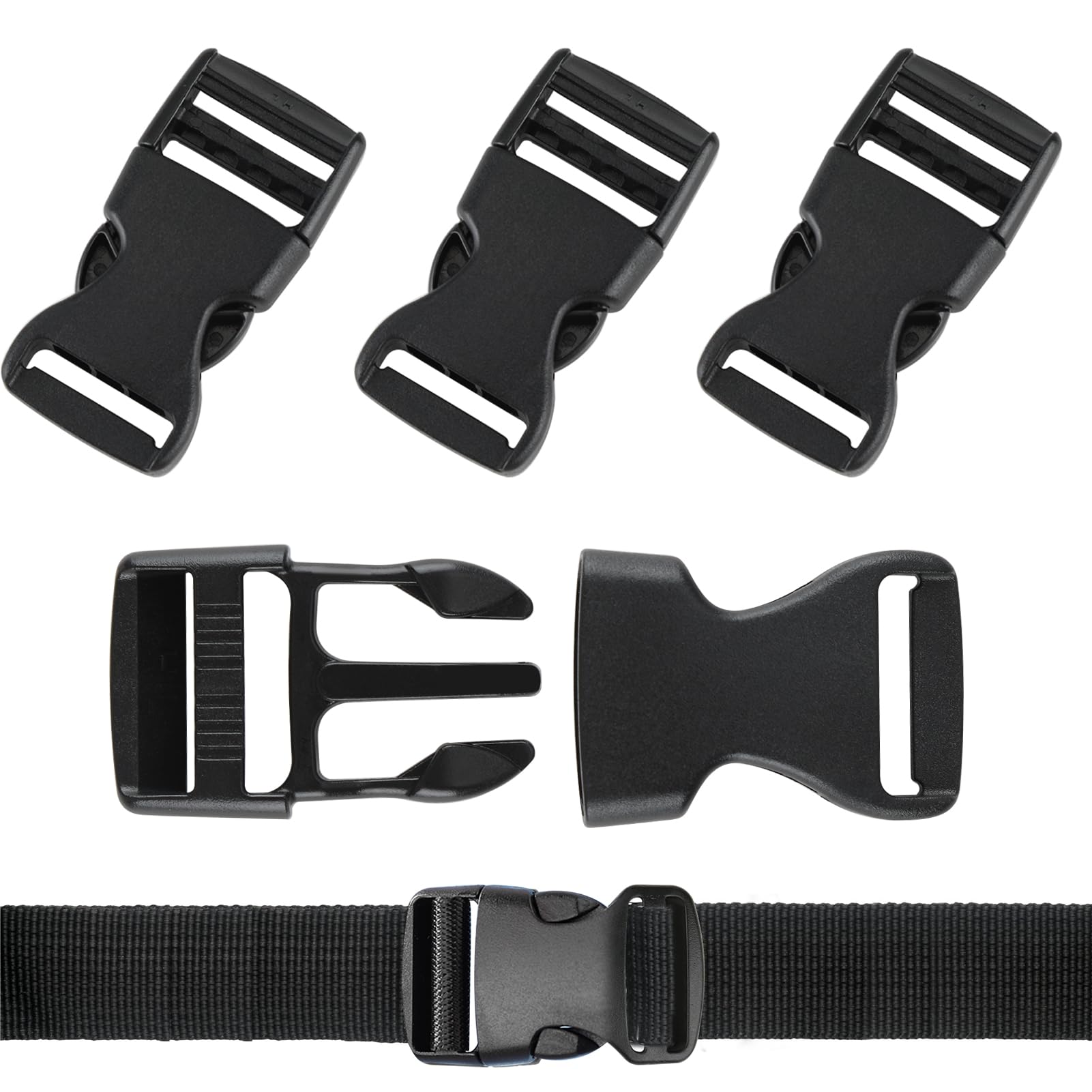 Fibbie A Sgancio Laterale Chudian - 60 Pezzi Da 10mm, Nere, Per Braccialetti, Collari Cani, Zaini