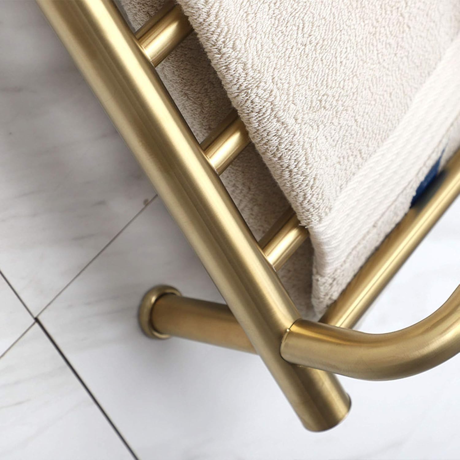 Electric Heated Towel Rail with Shelf,Thermostat Towel Rack 304 Stainless Steel Gold Wall Mount Radiator for Bathroom,Energy Efficient