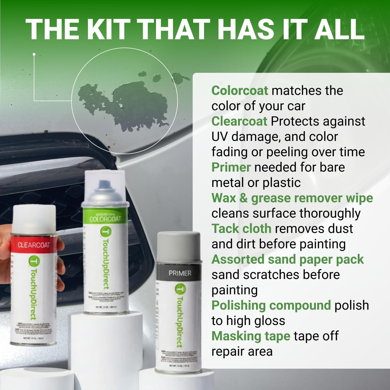 TouchUpDirect Car Paint Touch Up Spray Kit – Compatible with Toyota 3P0 Absolutely Red Exact Match Auto Paint Kit with Car Color Spray and Clearcoat, for Repainting or Scratch Repair, Platinum Kit