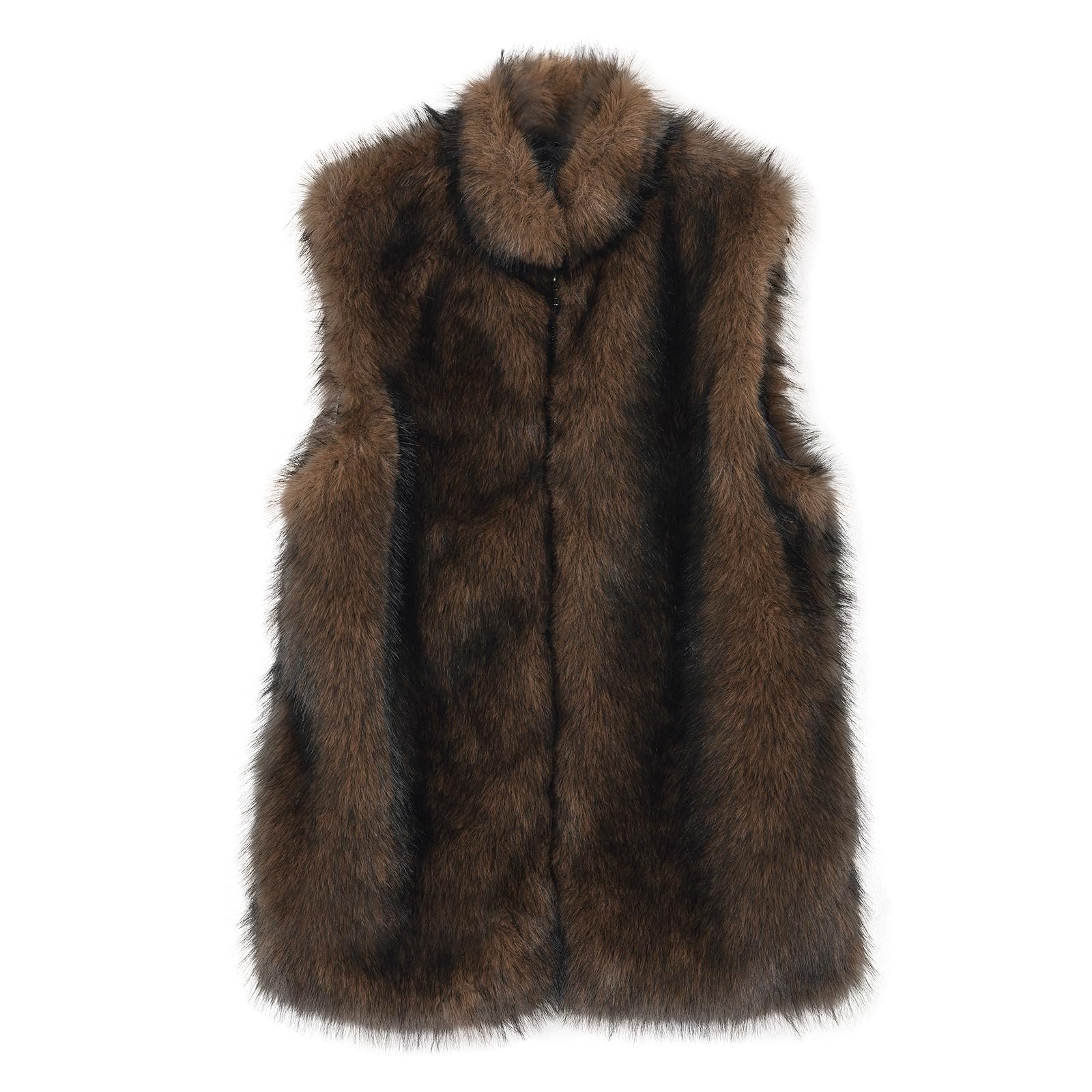 Amazhiyu Gilet di pelliccia da donna, in pelliccia sintetica, giacca in pelliccia sintetica, giacca invernale, autunno, senza maniche, in pelliccia sintetica, gilet elegante, gilet da donna con tasche