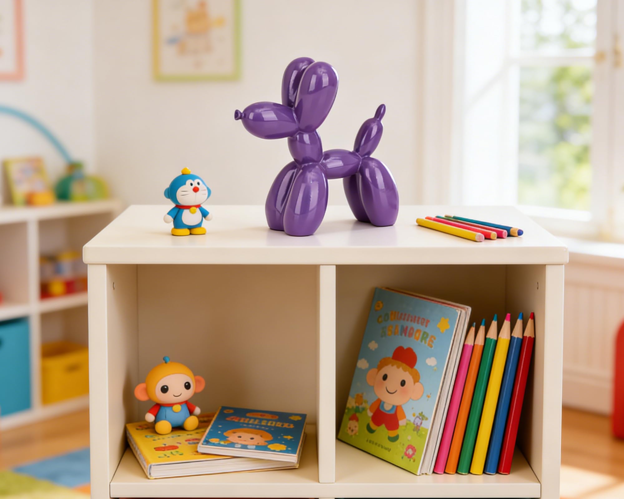 AMOIENSIS Vibrant Purple Balloon Dog Statue Decor, 4 inch Small