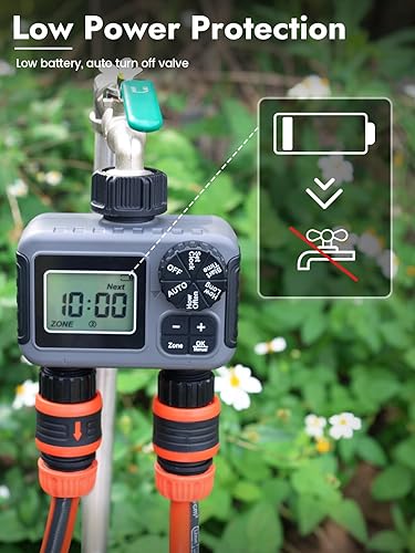 Miniatura 7 de Insoma Temporizador de rociador de 2 zonas, temporizador programable para manguera de jardín con modos de retardo automáticomanualde lluvia
