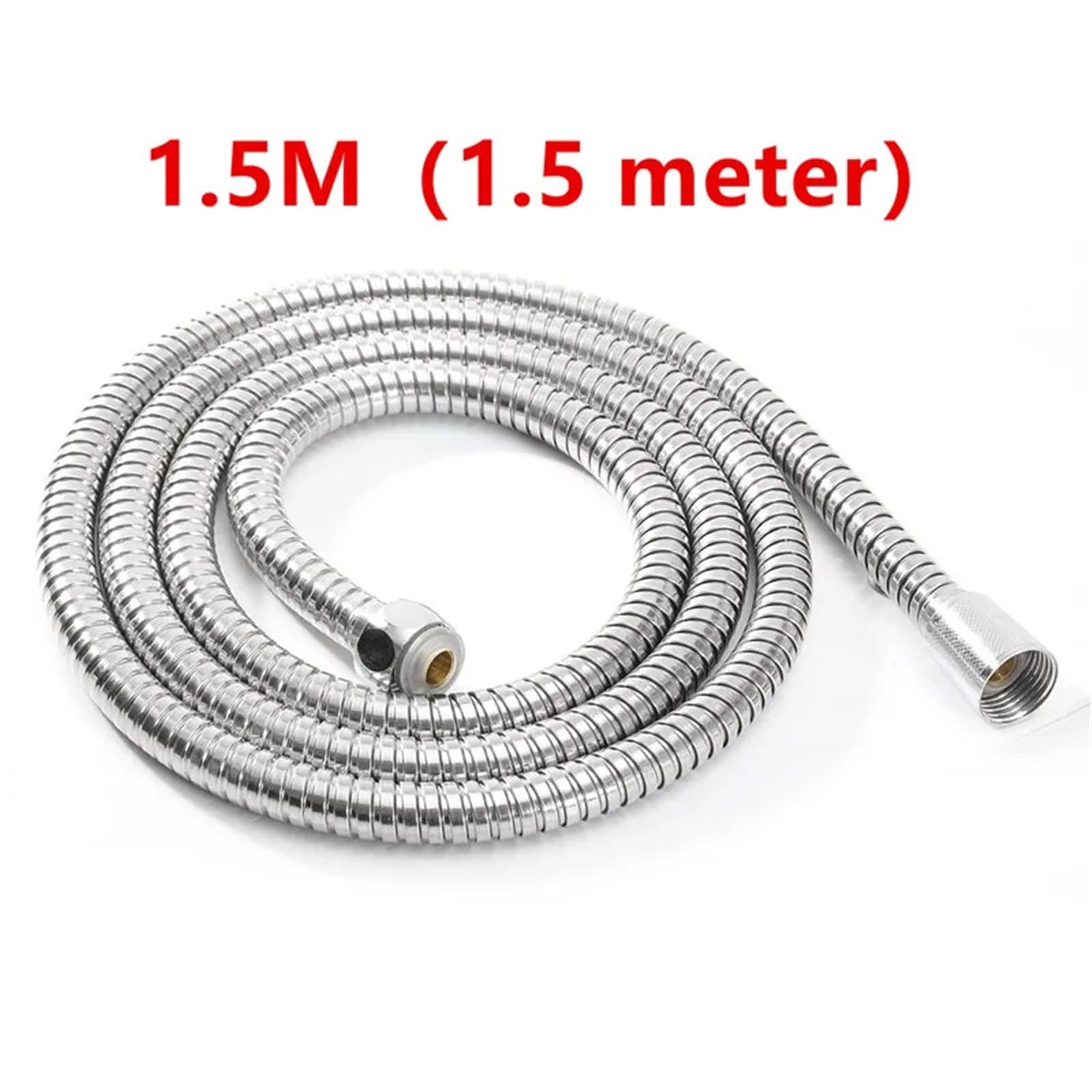 Manguera Ducha Manguera de Ducha Flexible, 1 Uds., 1m/1,5 m/2m, mangueras de plomería, Accesorios de baño cromados de Acero Inoxidable, Tubo de Cabezal de Ducha con Cabezal de Agua(1.5M)