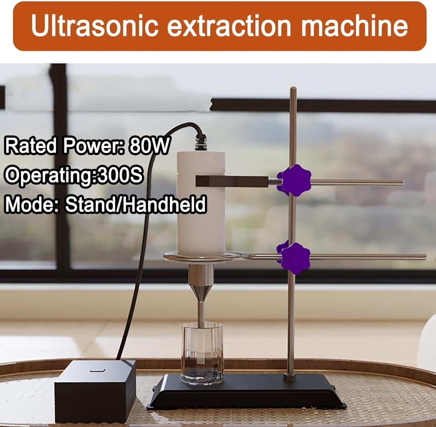 Procesador homogeneizador ultrasónico de 80 W con soporte, sonicador portátil, sonda de 8 mm para uso en laboratorios y hospitales.