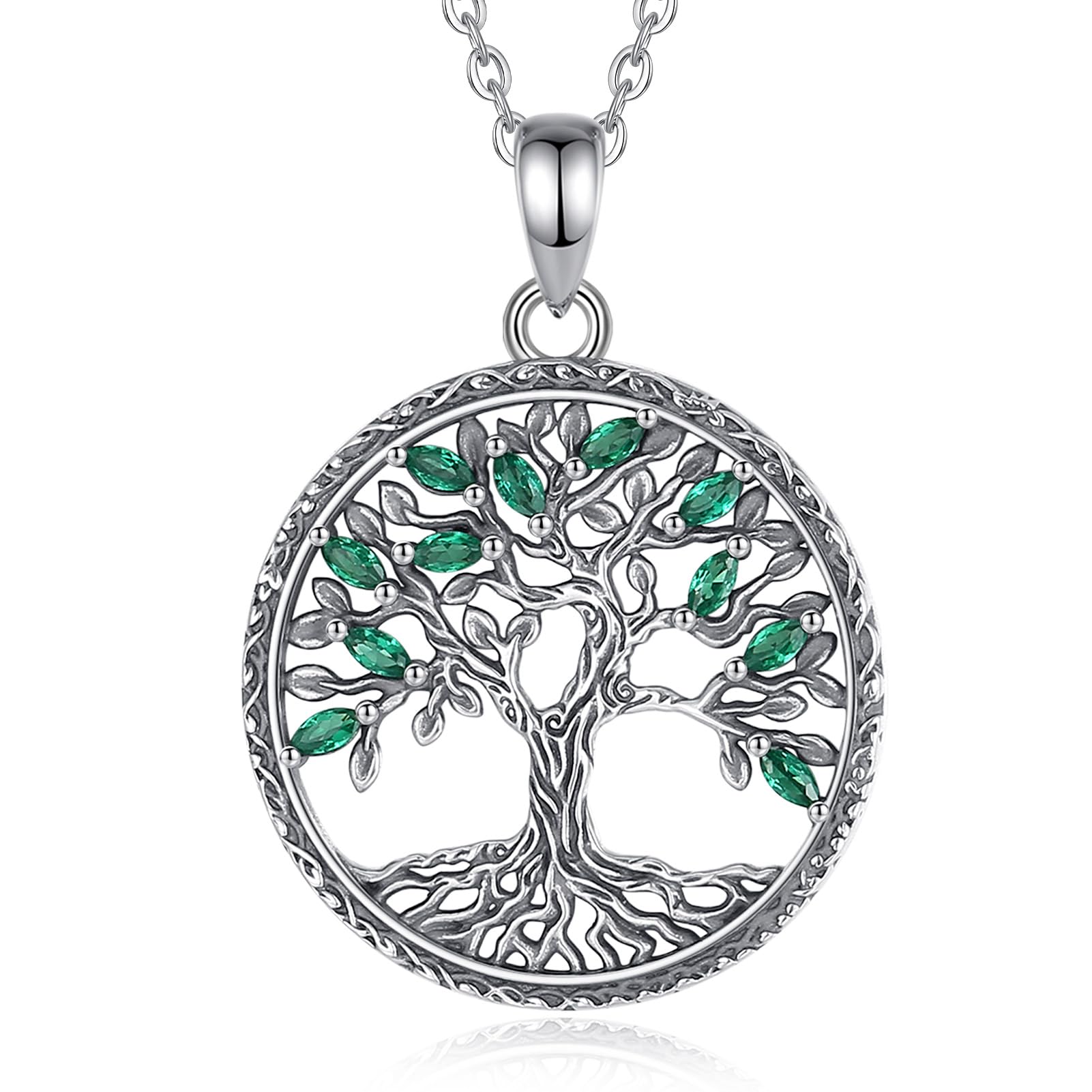 EUDORA Harmony Ball Collana Albero della Vita per Donna Argento Sterling 925 Cubic Zirconia Ciondolo Albero Madre Gioielli Regalo per Ragazza Madre Figlia Moglie, Catena 45 cm