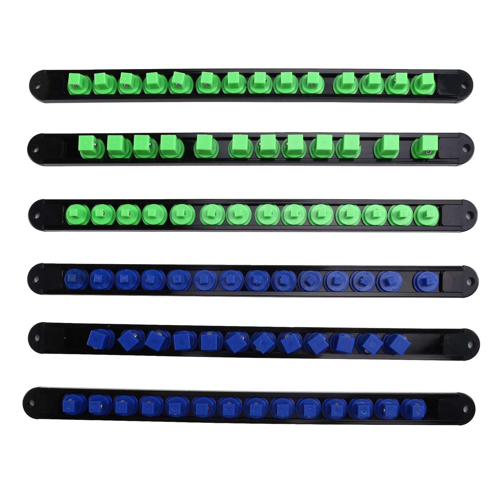 Ijsdnvjndx As Shown 6Pcs Abs Socket Organizer Set For 1/2", 3/8", And 1/4" Drive Clip Socket Rail Holders, Heavy-Duty Storage