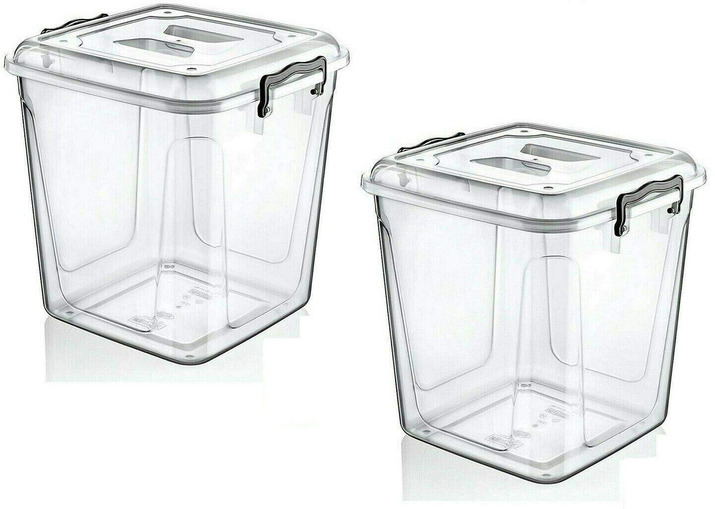 2 X 20 Litre Plastic Pantry Box Food Container Storage Heavy Duty Box Organiser